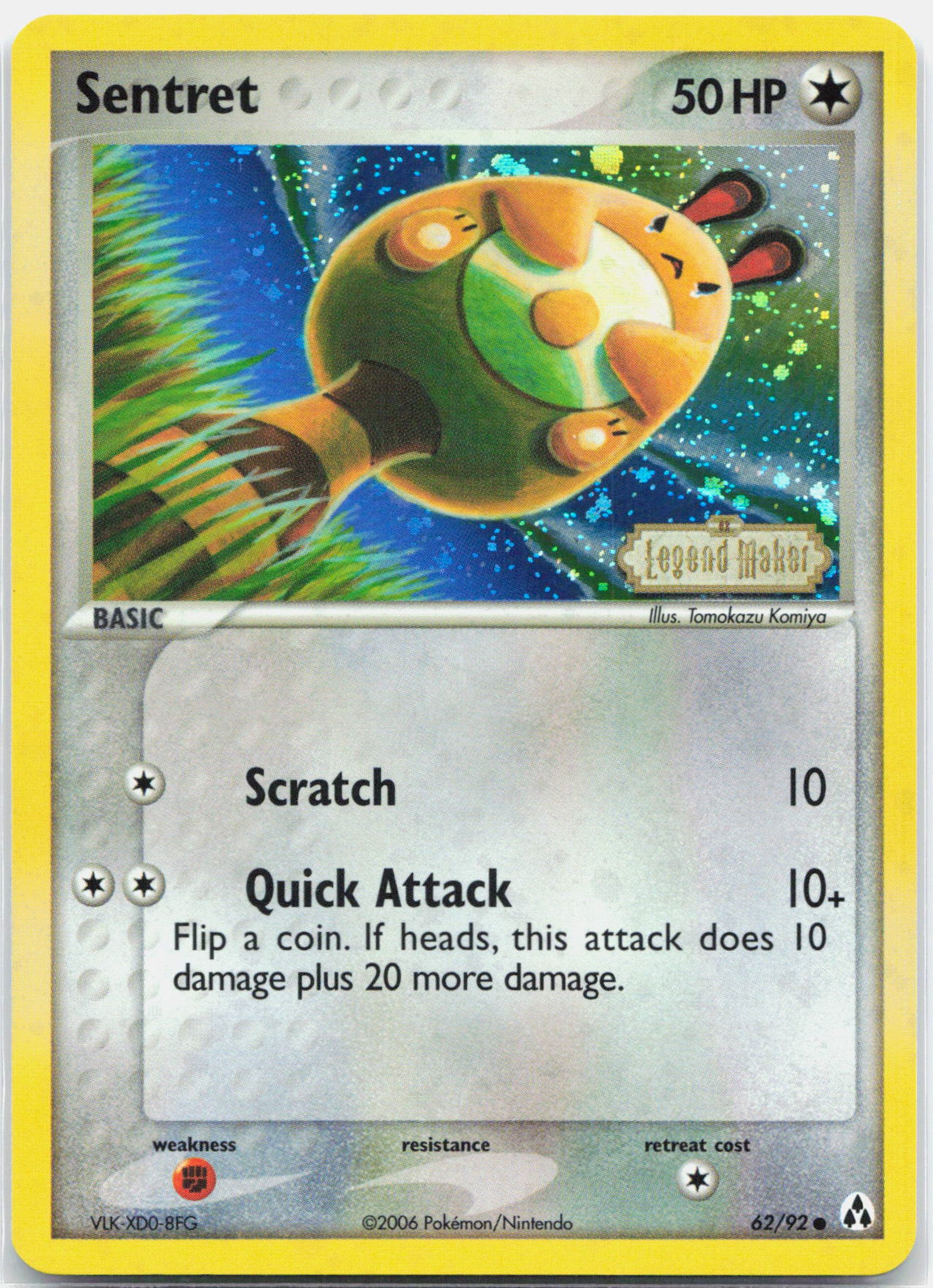 Sentret - 62/92 Legend Maker Reverse Holo STAMPED Pokemon - NM
