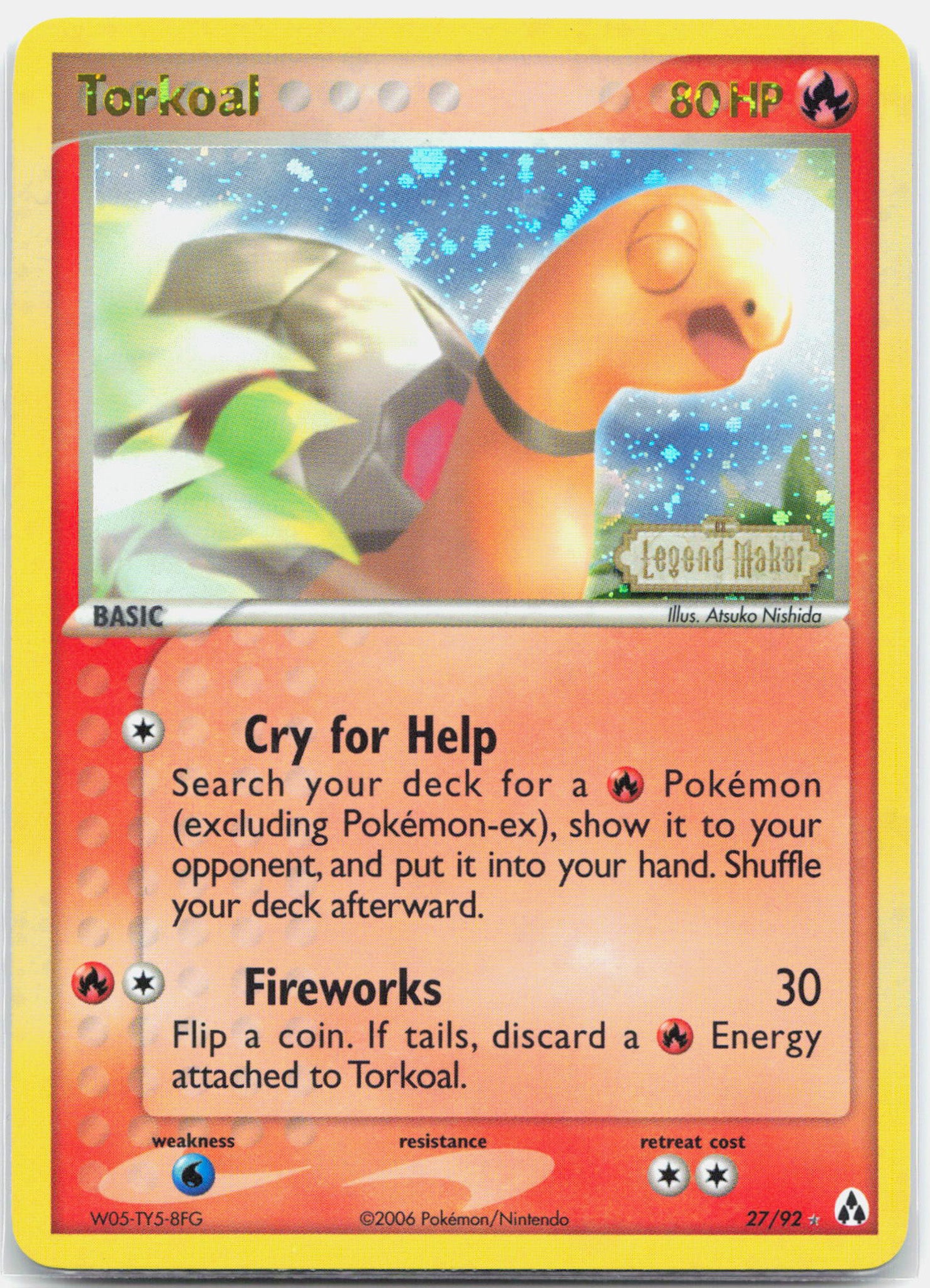Torkoal - 27/92 Legend Maker Reverse Holo Rare STAMPED Pokemon - NM/LP