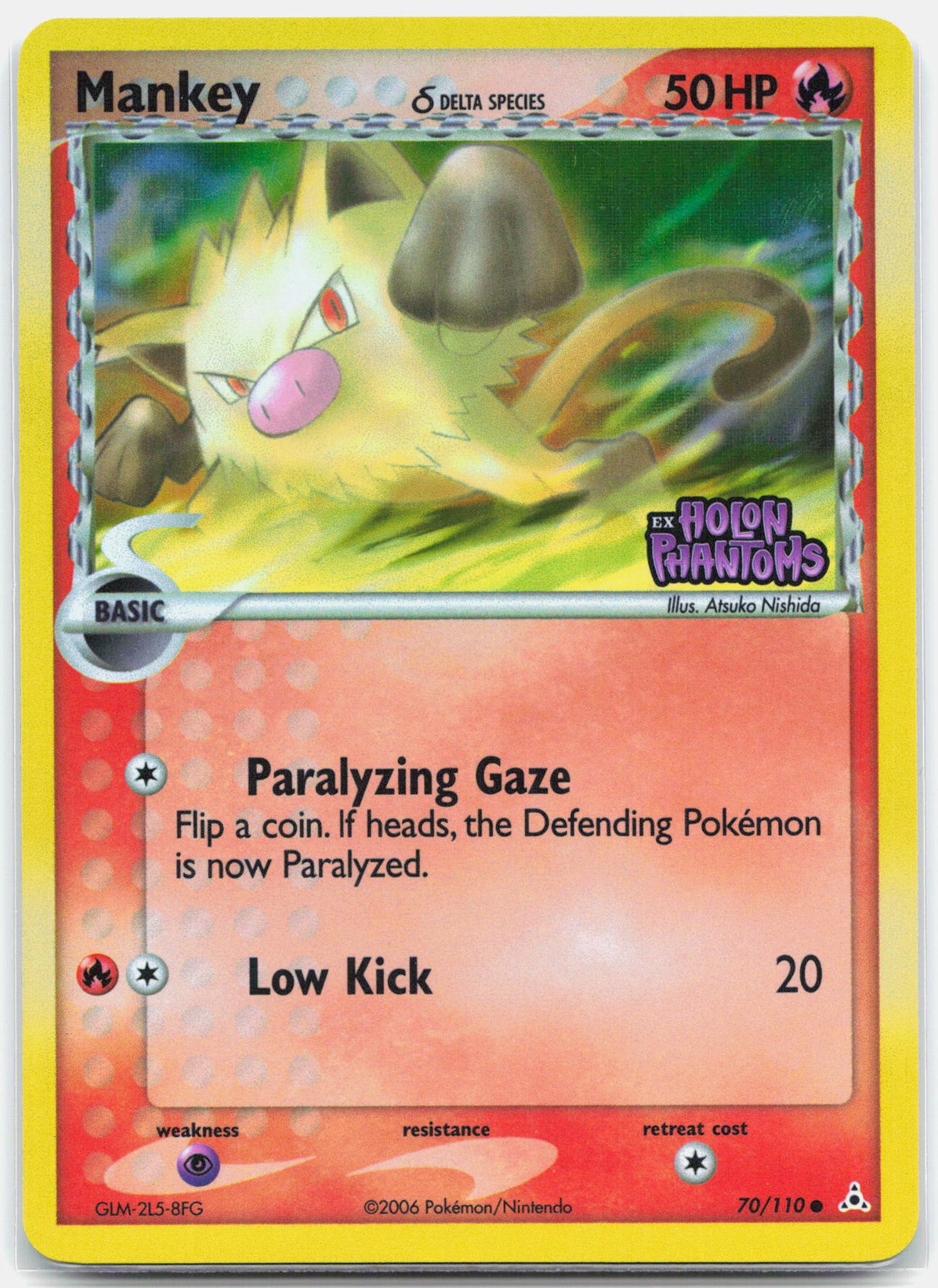 Mankey - 70/110 Holon Phantoms Reverse Holo STAMPED Pokemon - NM/LP