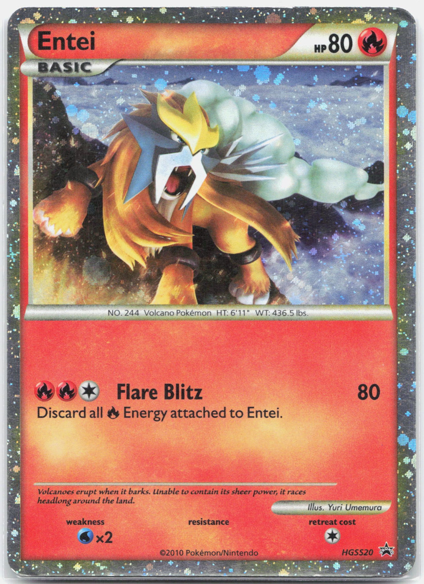 Entei - HGSS20 Black Star Promo Holo Pokemon - MP