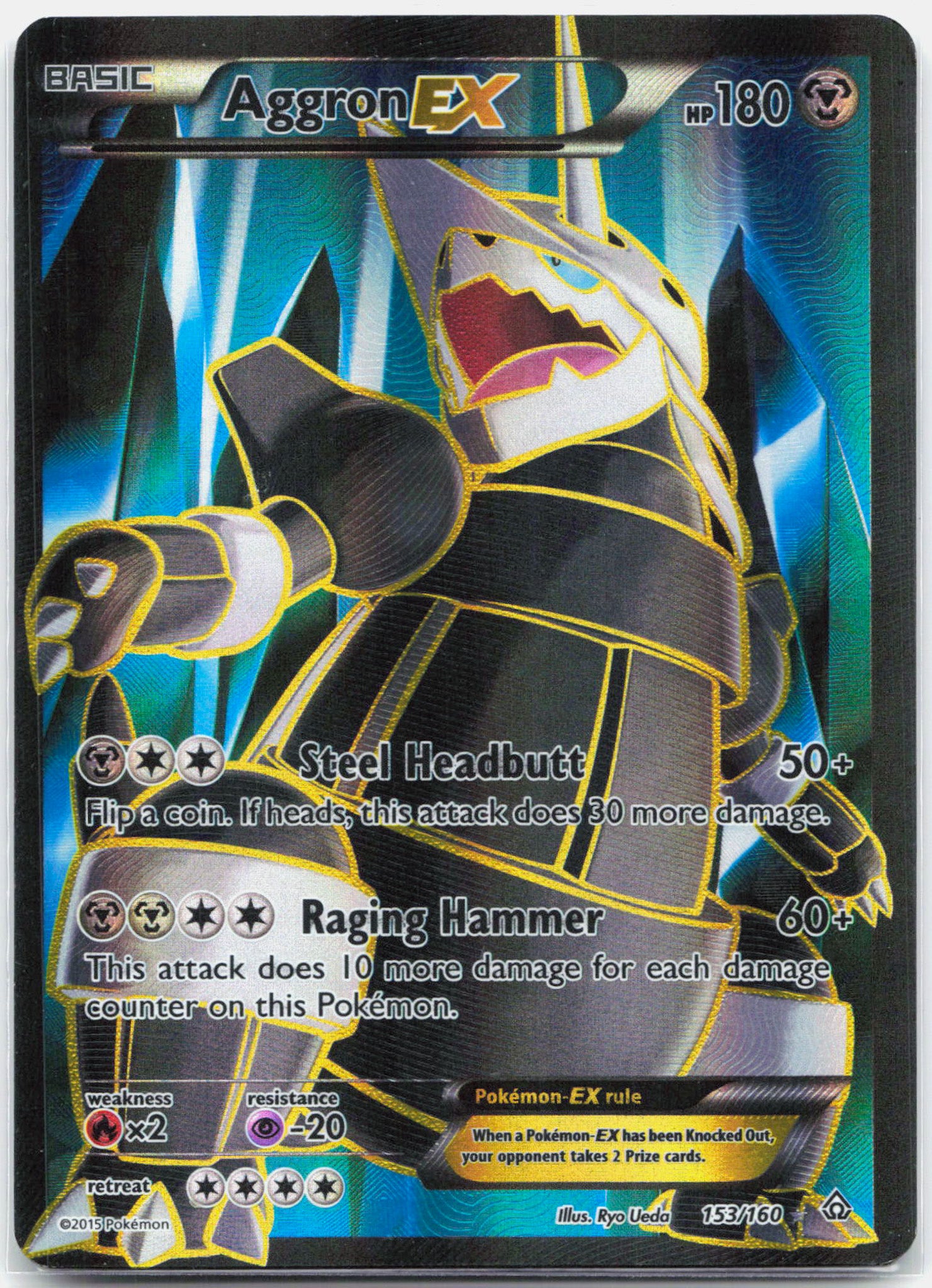 Aggron EX - 153/160 Primal Clash Full Art Pokemon - LP/MP