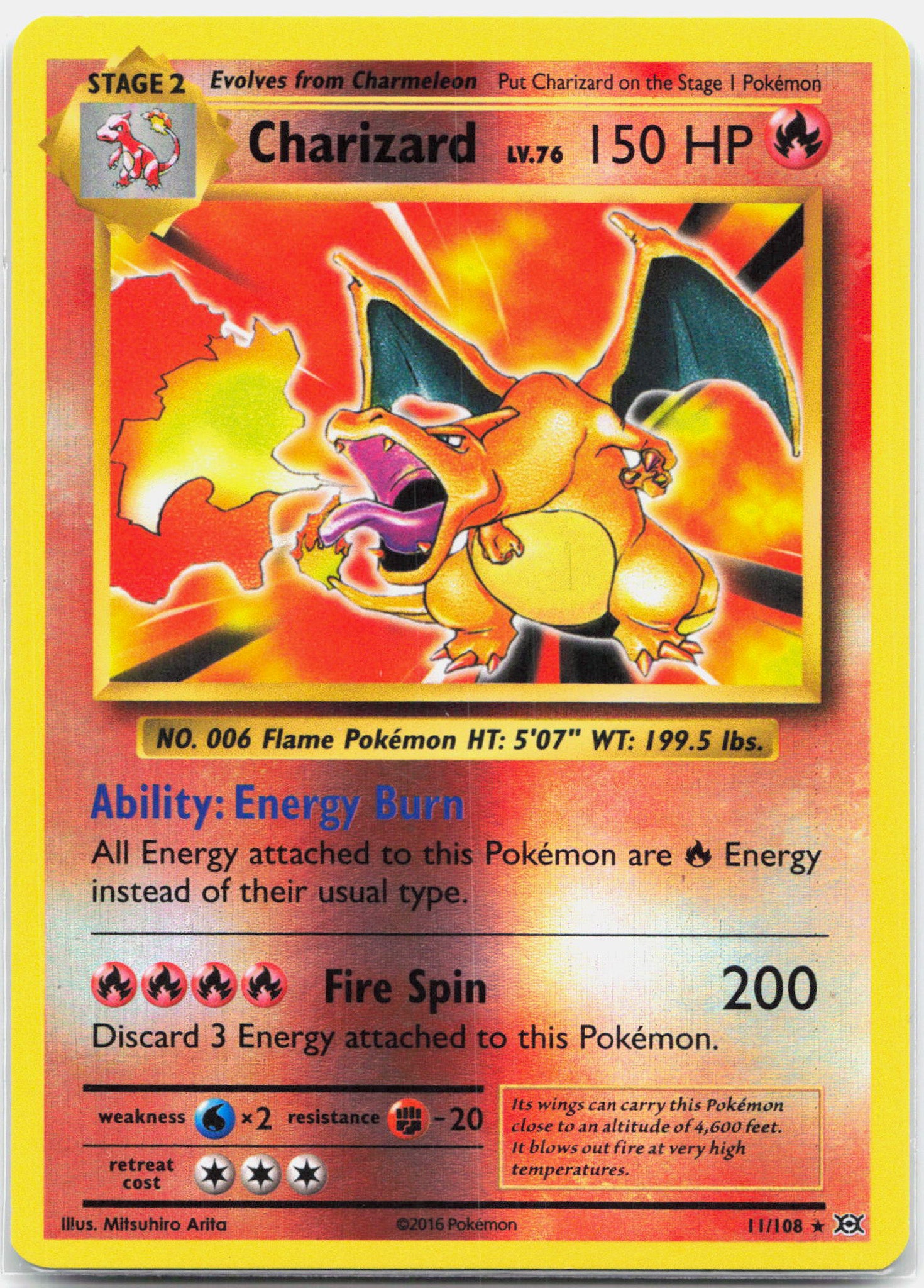 Charizard - 11/108 Evolutions Reverse Holo Rare Pokemon - NM
