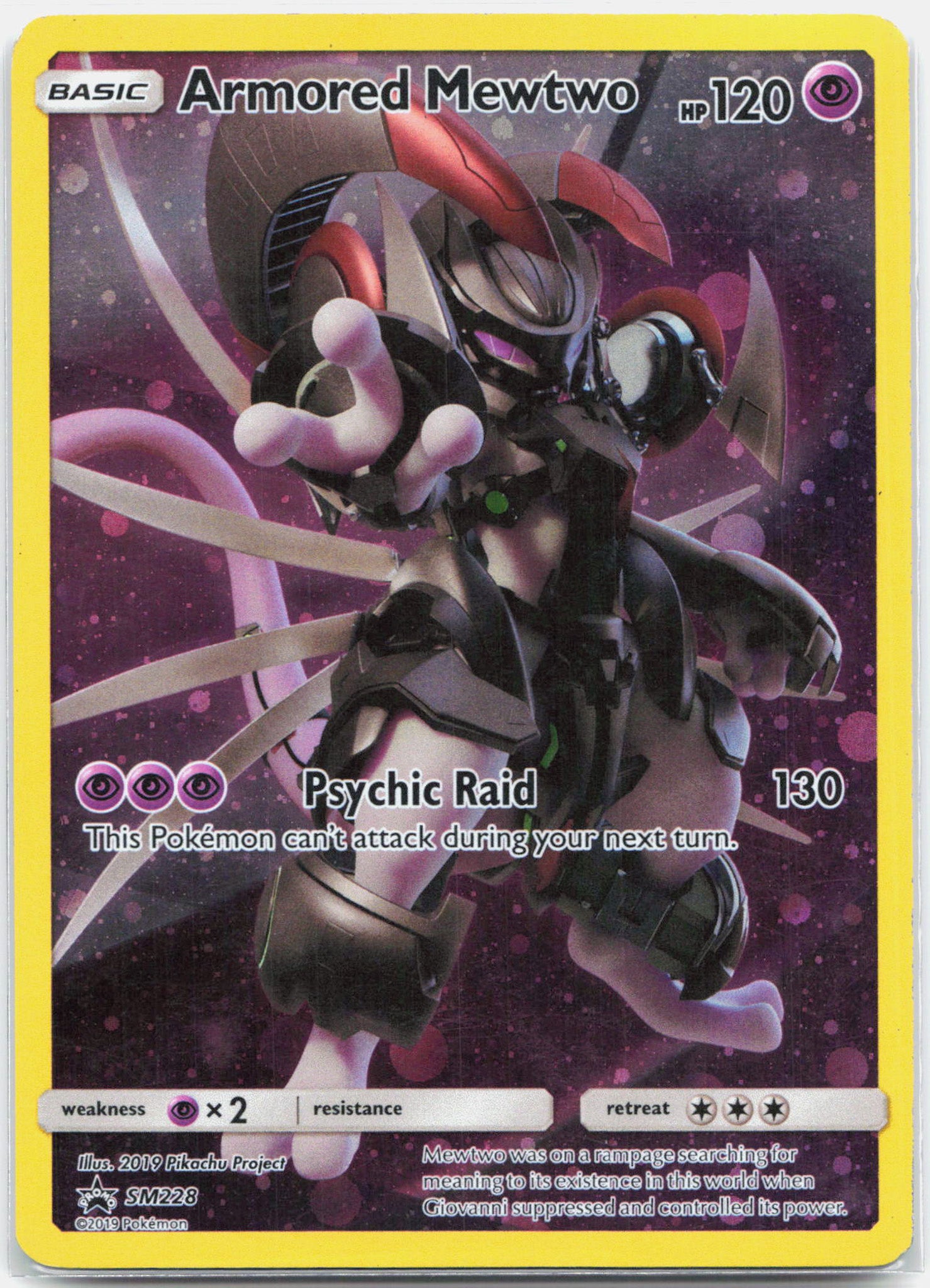 Armored Mewtwo - SM228 Black Star Promo Full Art Pokemon - LP/MP
