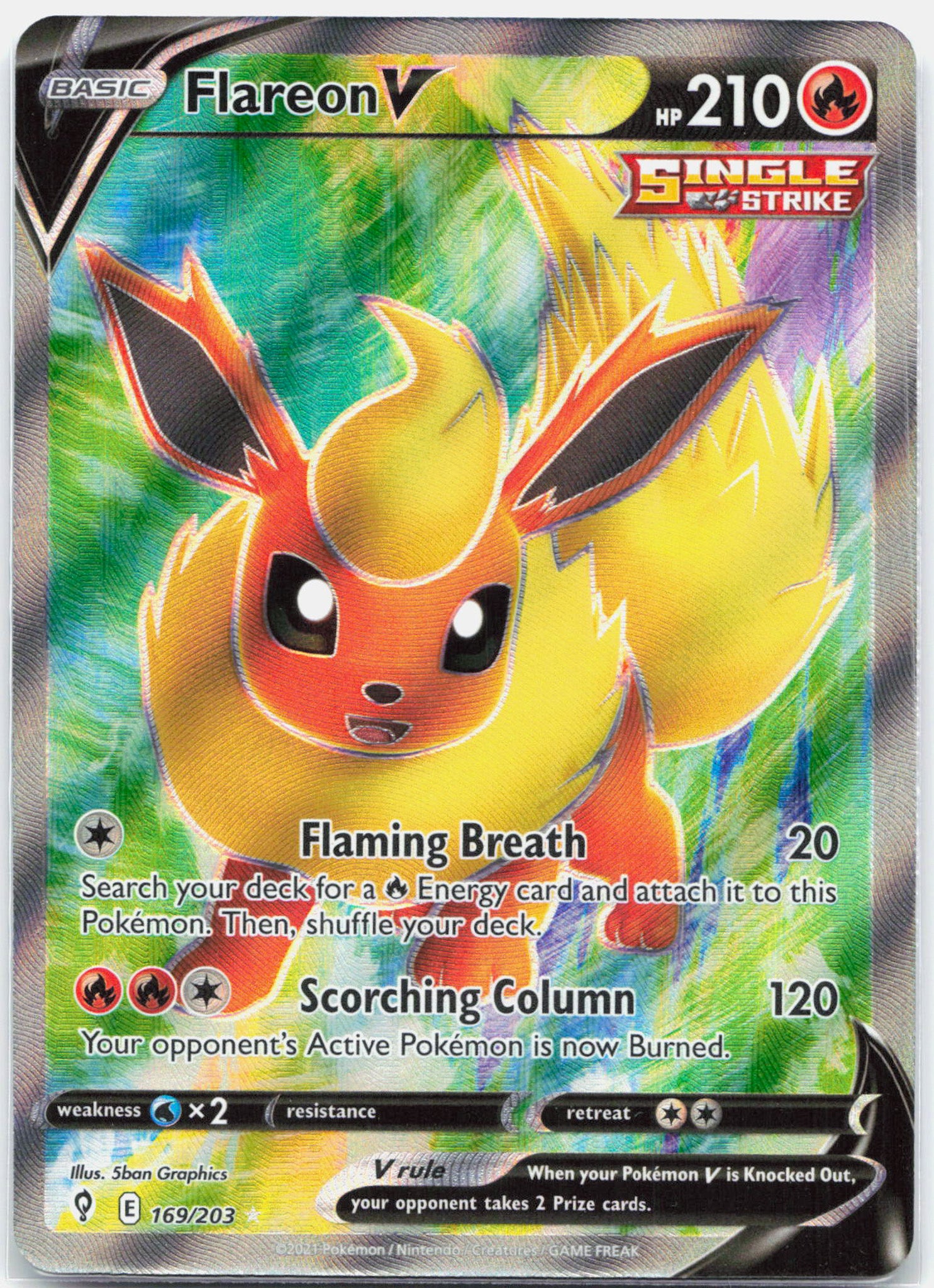 Flareon V - 169/203 Evolving Skies Full Art Pokemon - NM/MINT