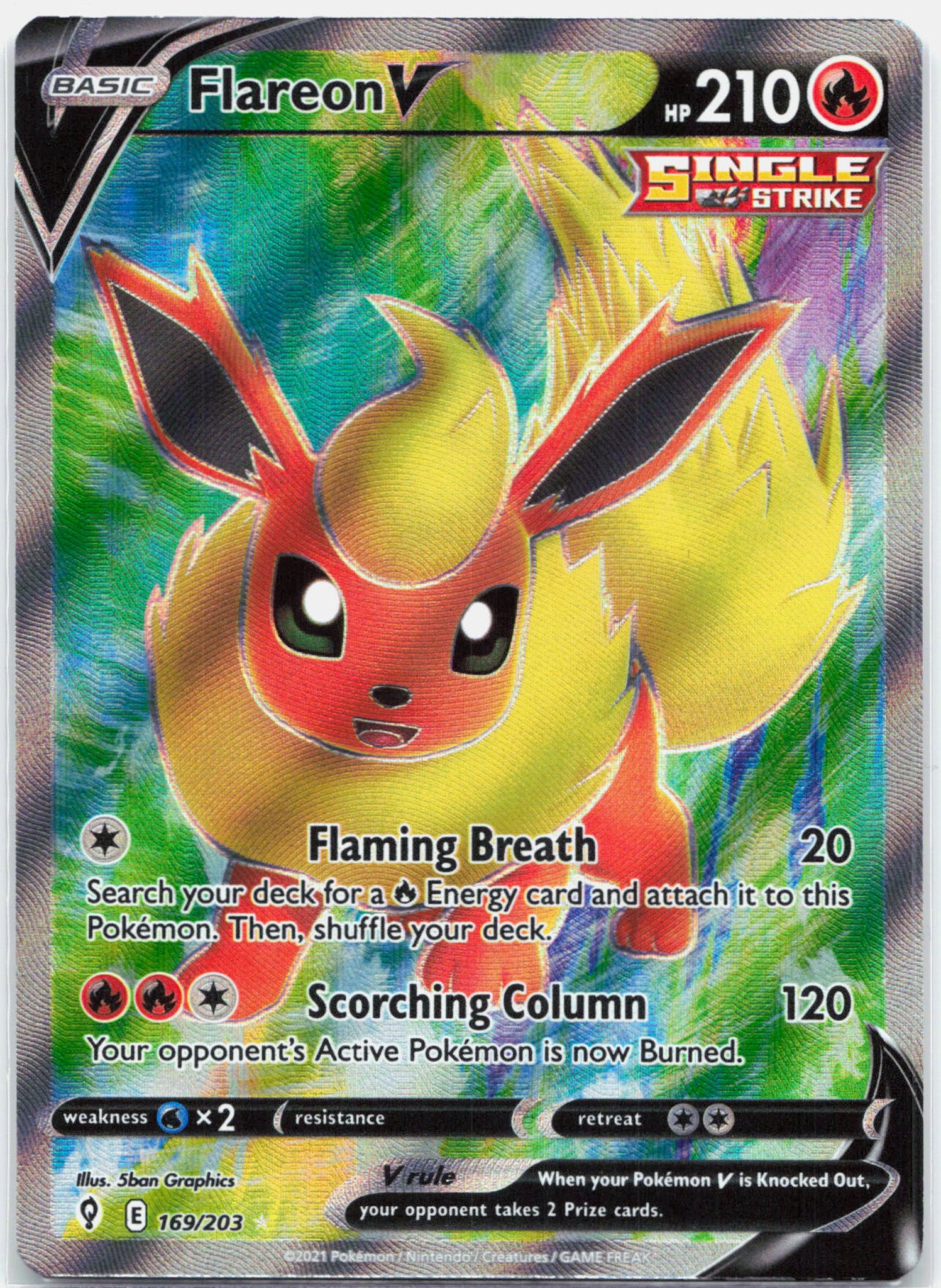 Flareon V - 169/203 Evolving Skies Full Art Pokemon - NM