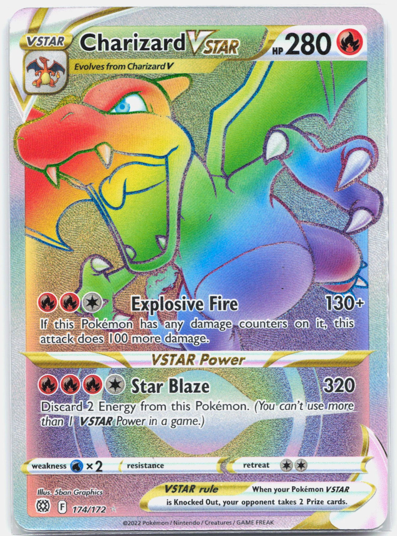 Charizard Vstar - 174/172 Brilliant Stars Rainbow Pokemon - NM/LP
