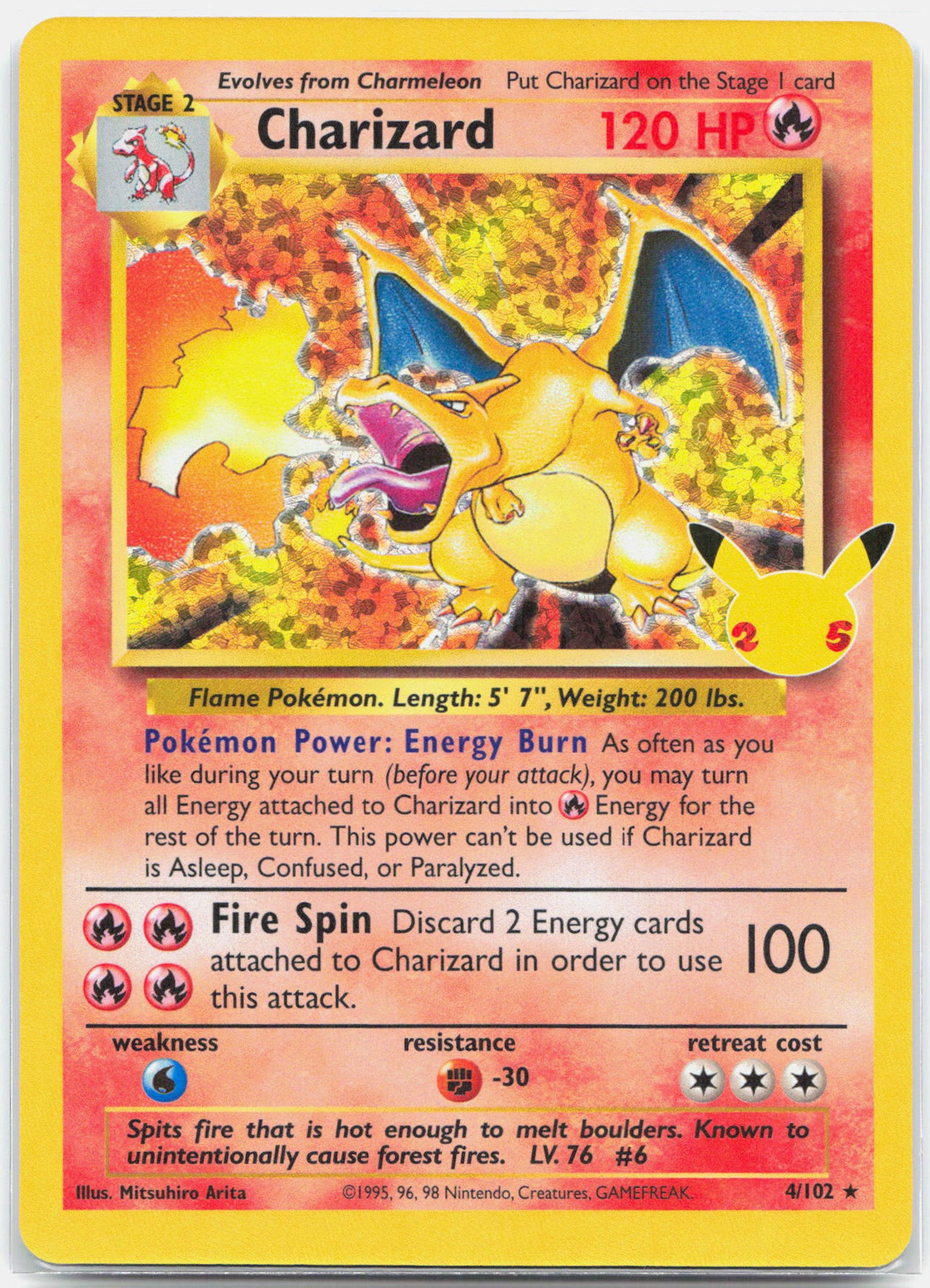 Charizard - 4/102 Celebrations 25th Classic Collection Holo Rare Pokemon - NM/MINT
