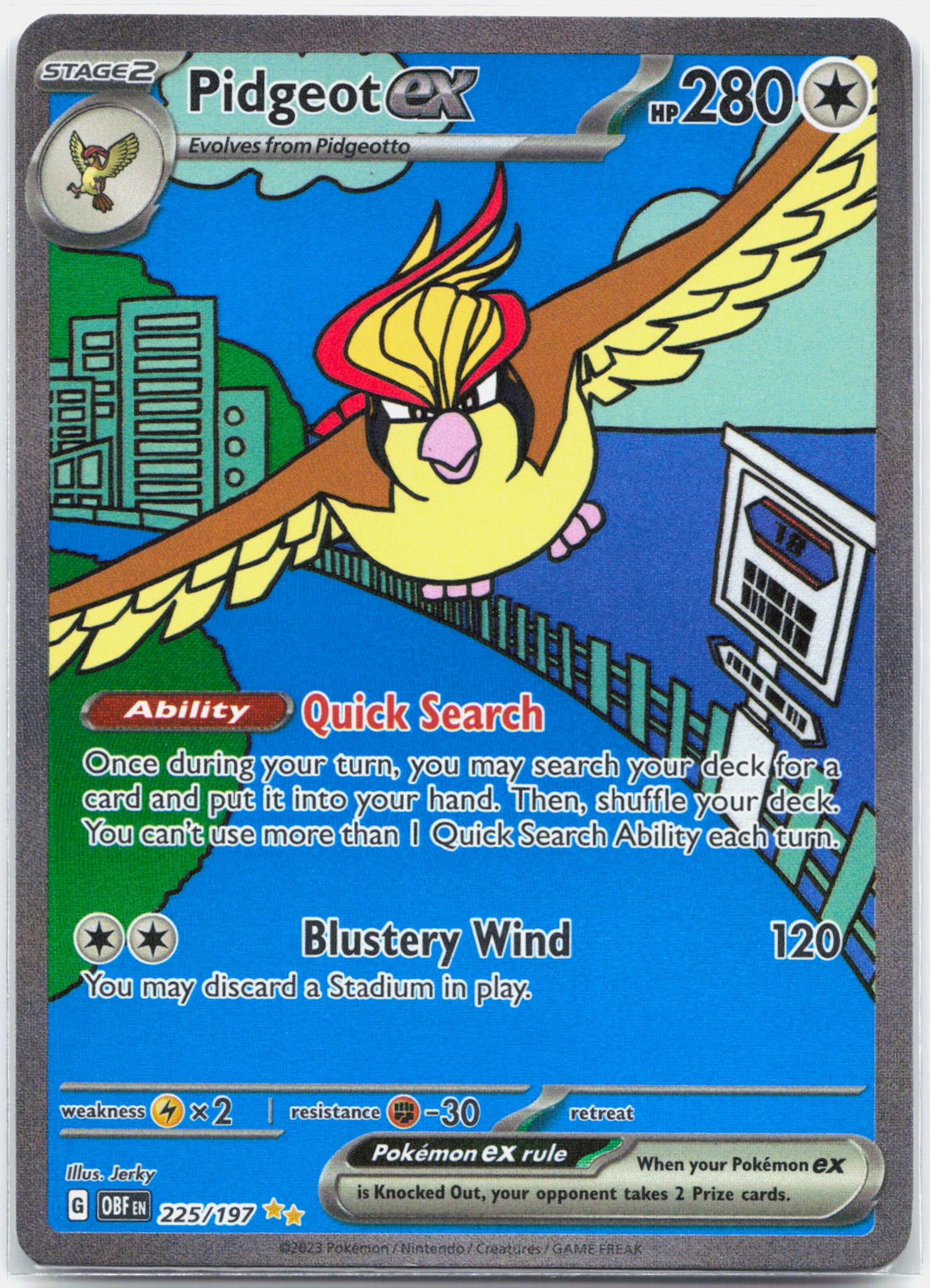 Pidgeot ex - 225/197 Obsidian Flames Special Illustration Pokemon - NM/MINT