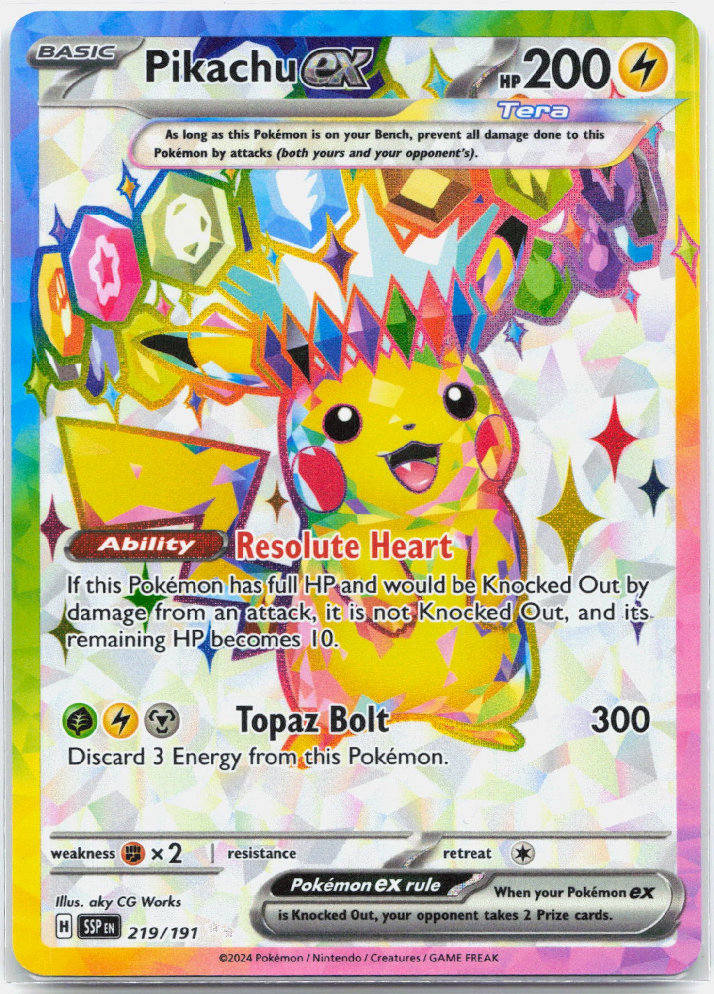 Pikachu ex - 219/191 Surging Sparks Full Art Pokemon - NM/MINT