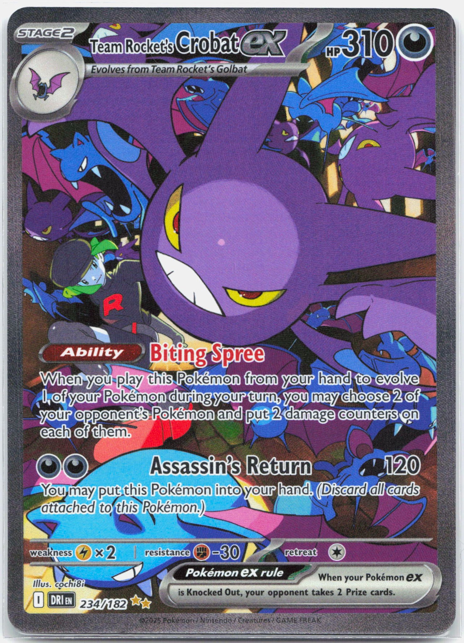 Team Rocket's Crobat ex - 234/182 Destined Rivals Special Illustration Pokemon - NM