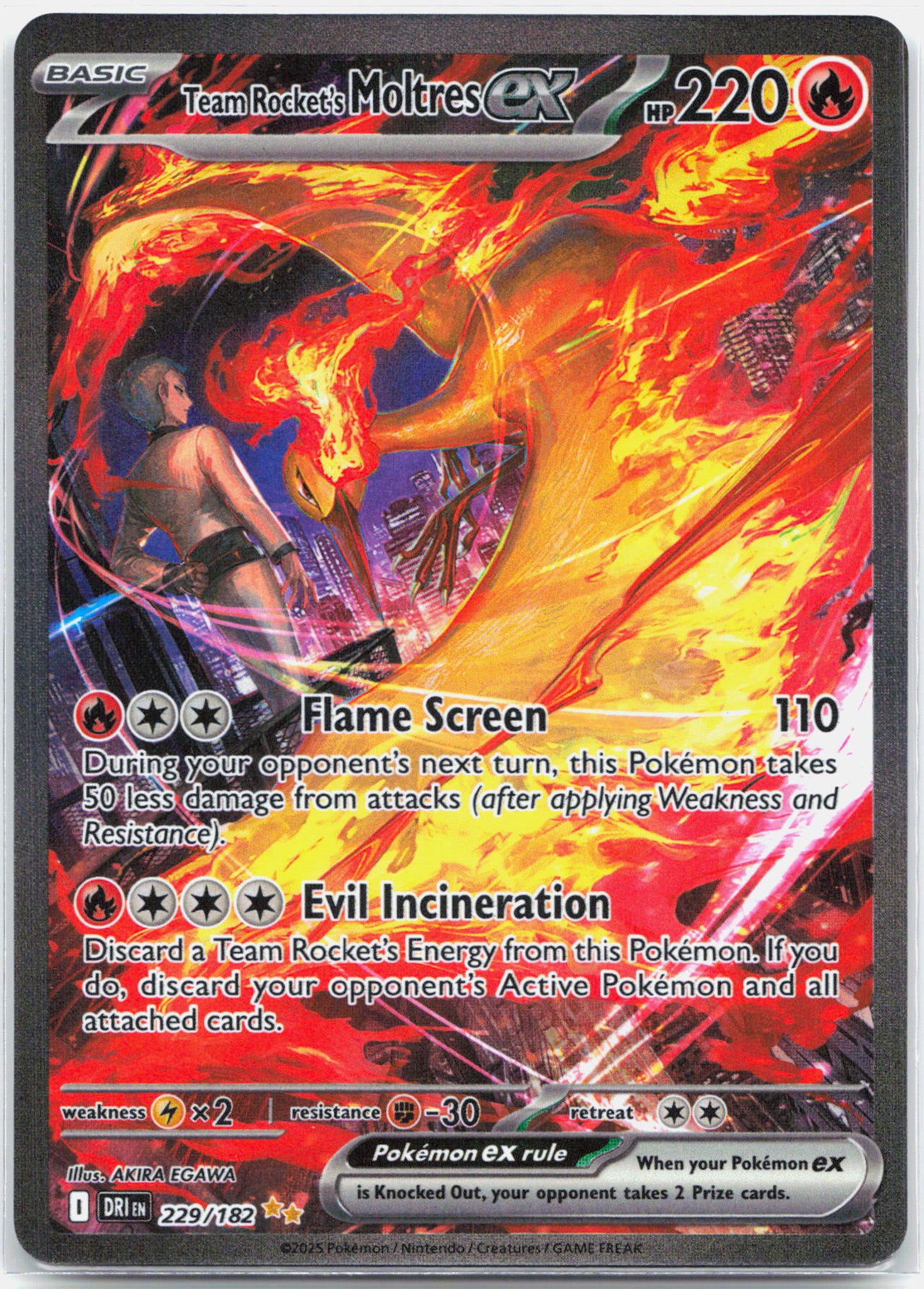 Team Rocket's Moltres ex - 229/182 Destined Rivals Special Illustration Pokemon - NM/MINT