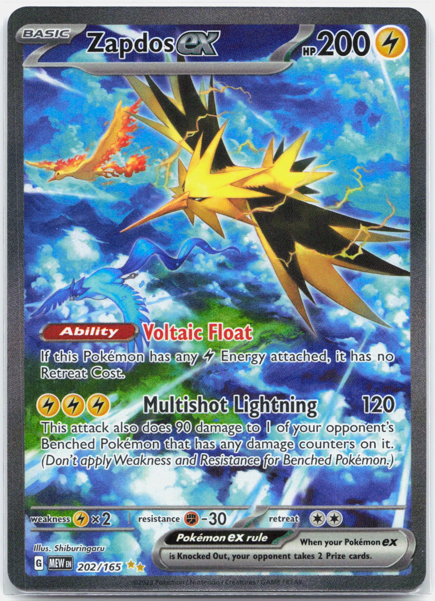 Zapdos ex - 202/165 151 Special Illustration Pokemon - NM/MINT