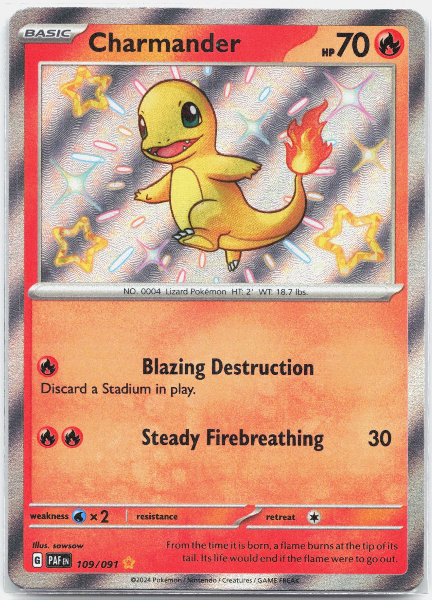 Charmander - 109/091 Paldean Fates Baby Shiny Holo Rare Pokemon - NM/MINT