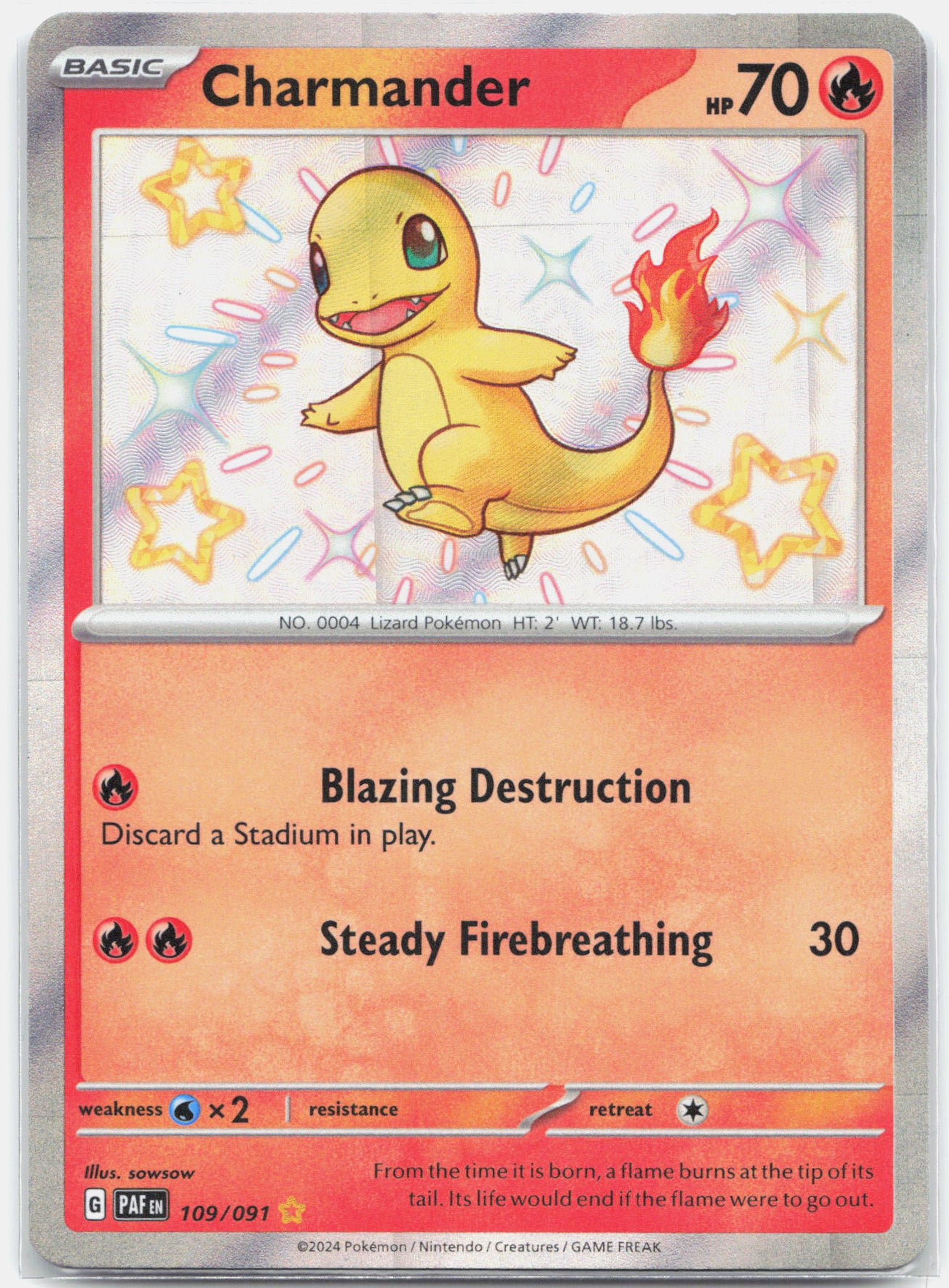 Charmander - 109/091 Paldean Fates Baby Shiny Holo Rare Pokemon - NM