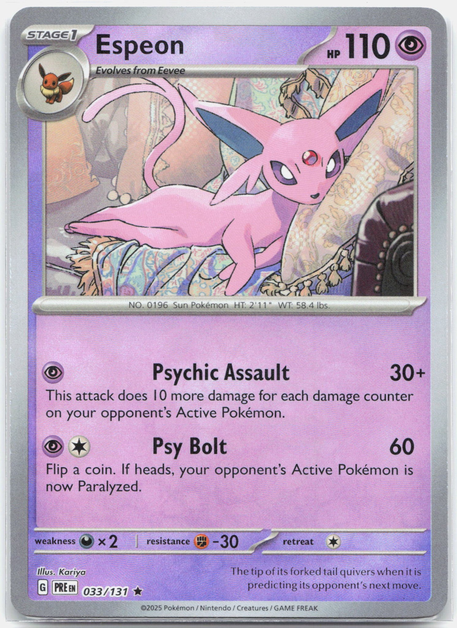 Espeon - 033/131 Prismatic Evolutions MASTER BALL Holo Pokemon - NM
