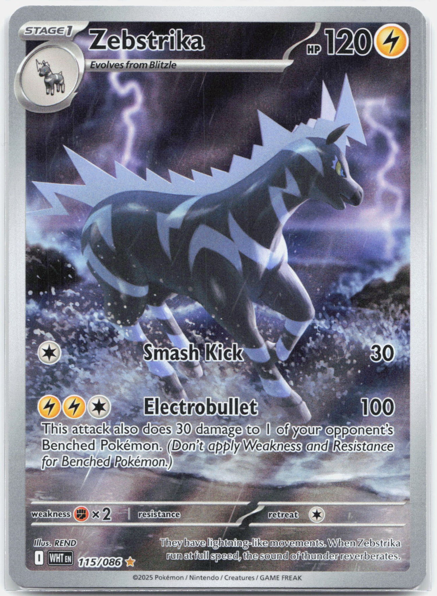 Zebstrika - 115/086 White Flare Illustration Rare Pokemon - NM