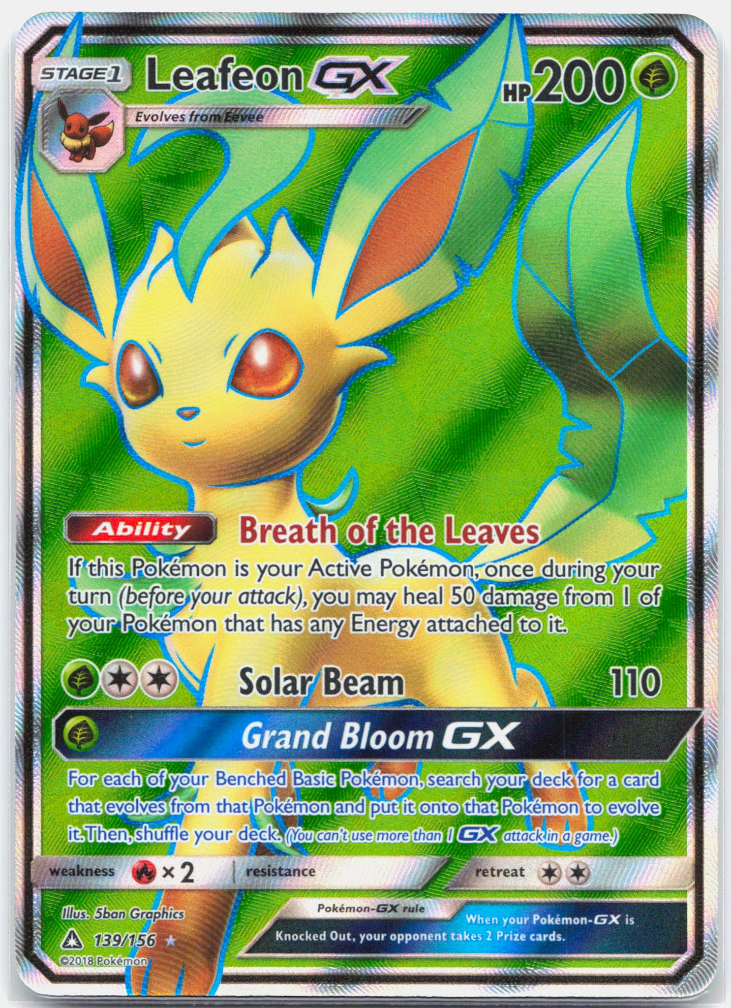 Leafeon GX - 139/156 Ultra Prism Full Art Pokemon - NM/LP