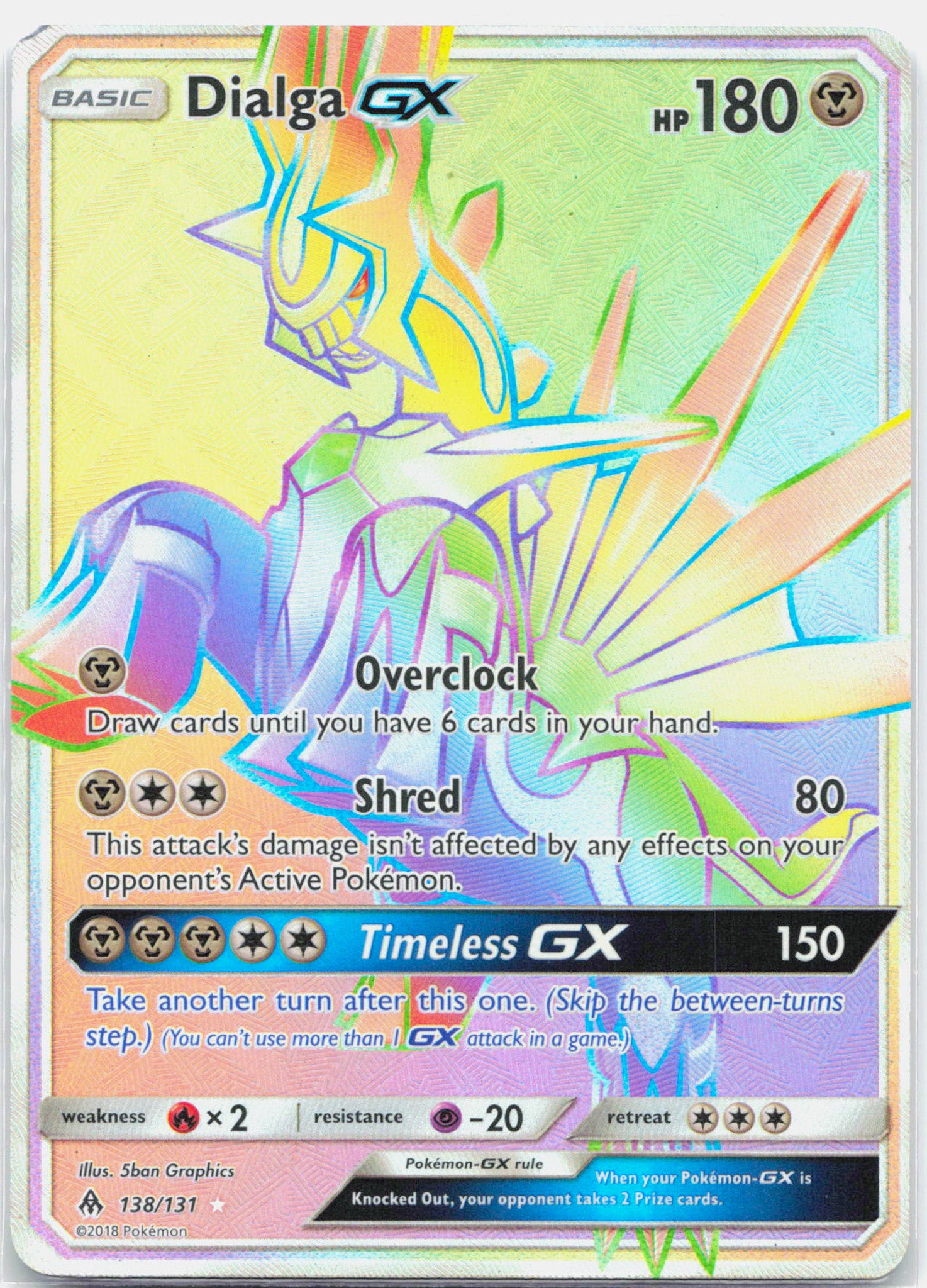 Dialga GX - 138/131 Forbidden Light Rainbow Pokemon - MP