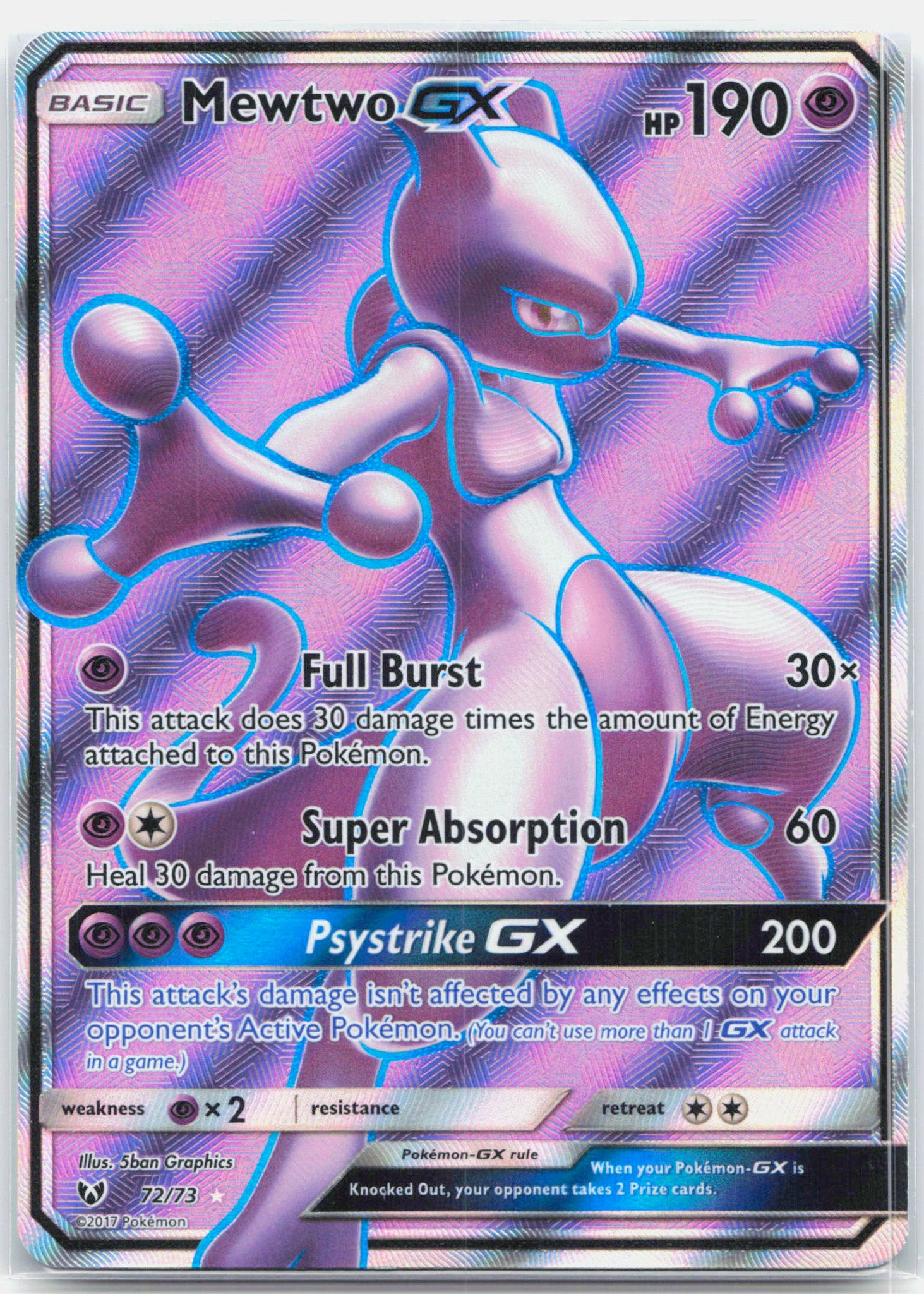 Mewtwo GX - 72/73 Shining Legends Full Art Pokemon - NM/LP