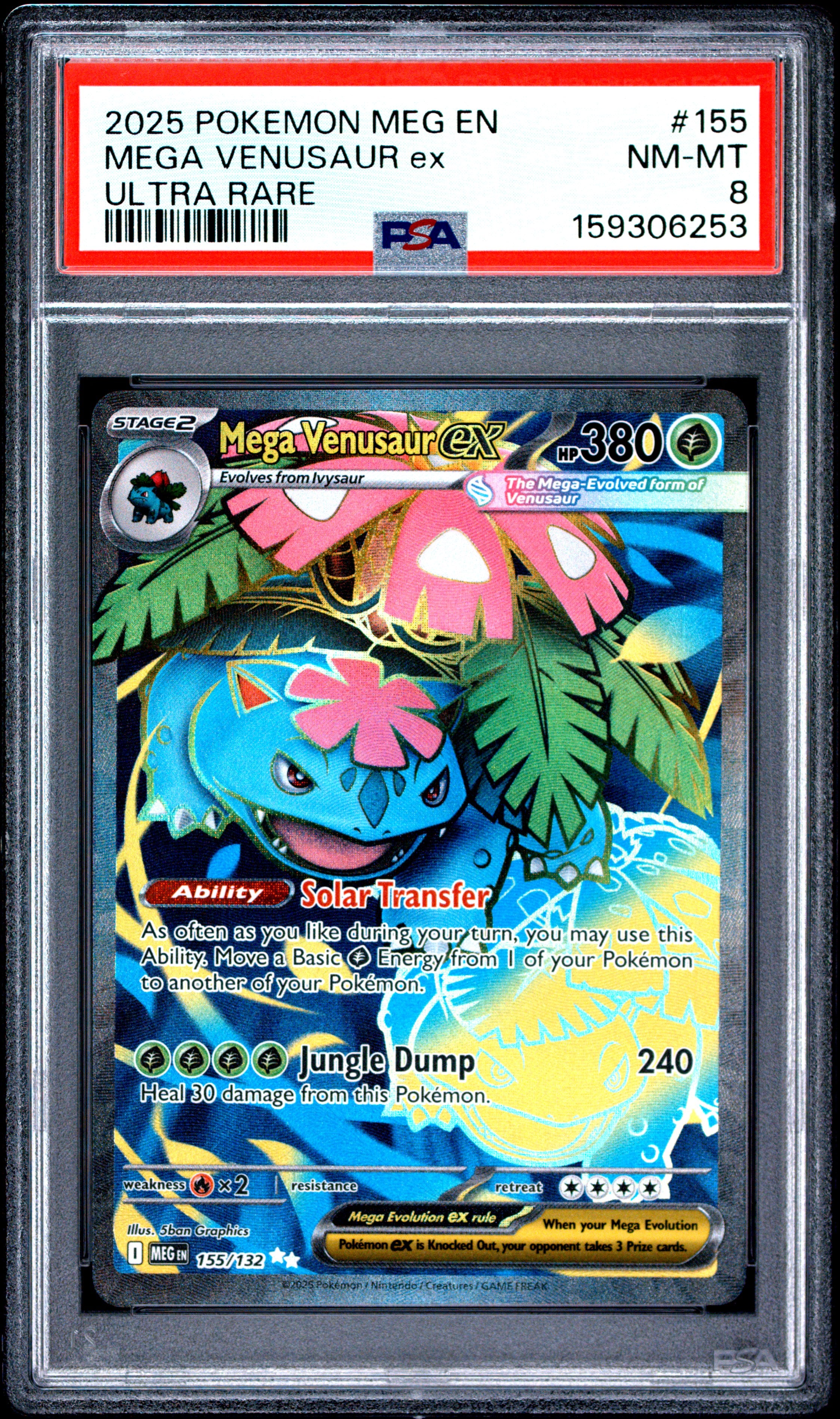 Mega Venusaur ex - 155/132 PSA 8 Mega Evolution Full Art Pokemon - NM/MINT