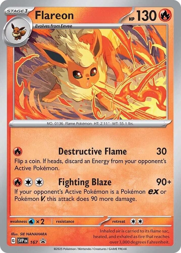 Flareon - SVP 167 Black Star Promo Cosmos Holo Pokemon - NM/MINT
