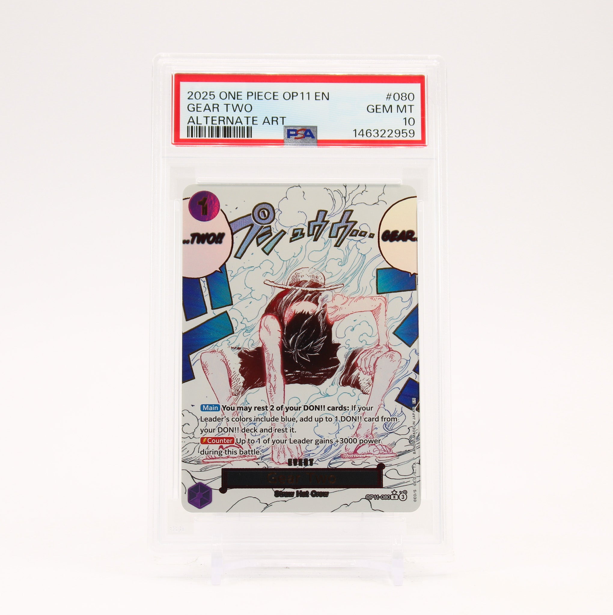 Gear Two Alternate Art - OP11-080 PSA 10 A Fist of Divine Speed GEM MT (QC0819)