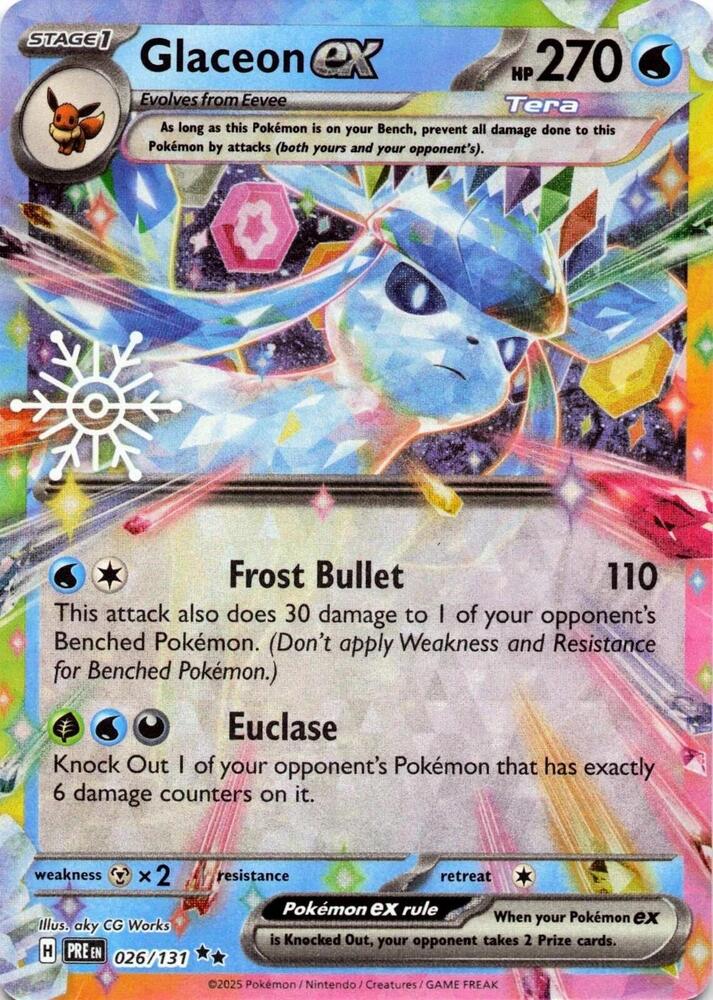 Glaceon ex - 026/131 Prismatic Evolution Holiday Calendar Double Rare Pokemon - NM/MINT