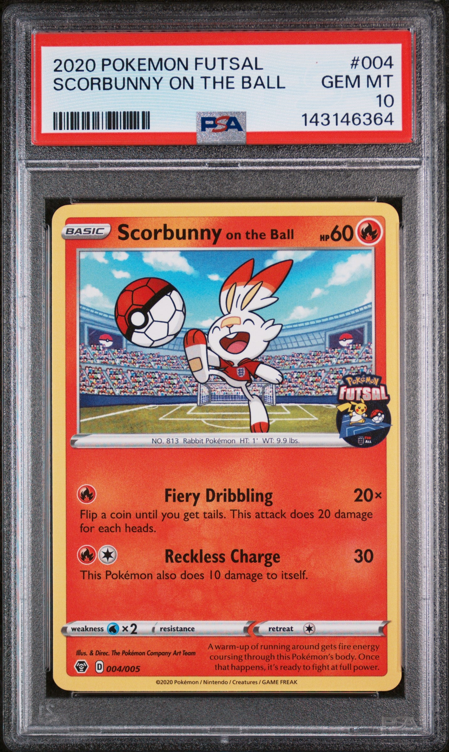 Scorbunny On The Ball - 004 PSA 10 Futsal Promo Pokemon - GEM MINT