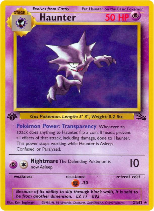 Haunter - 21/62 Fossil 1st Edition Rare Pokemon - NM