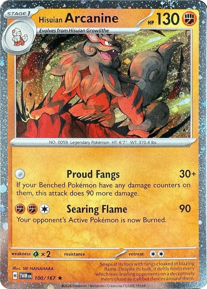 Hisuian Arcanine - 100/167 Twilight Masquerade Cosmos Holo Promo Pokemon - NM/MINT