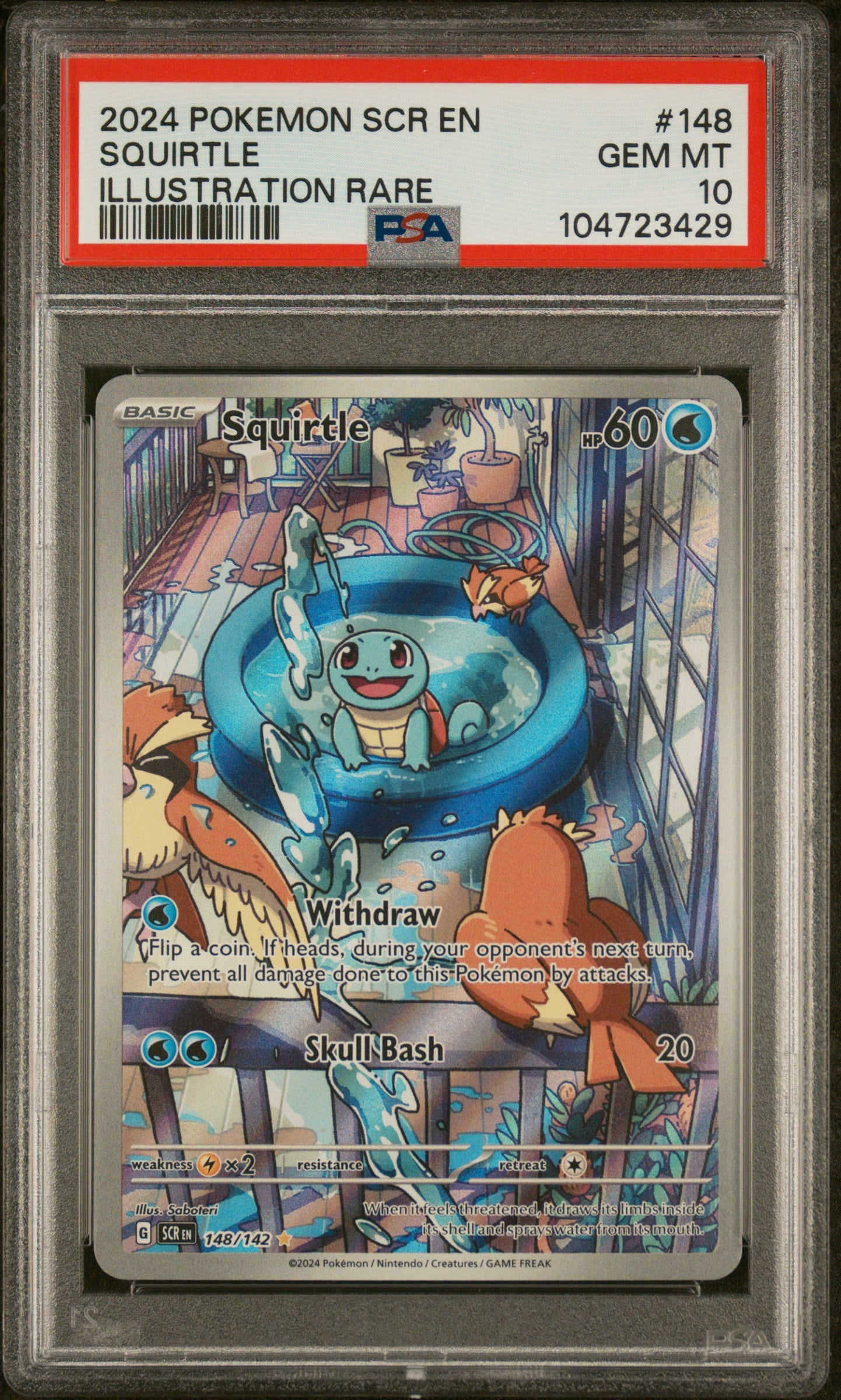 Squirtle - 148/142 PSA 10 Stellar Crown Illustration Rare Pokemon - GEM MINT