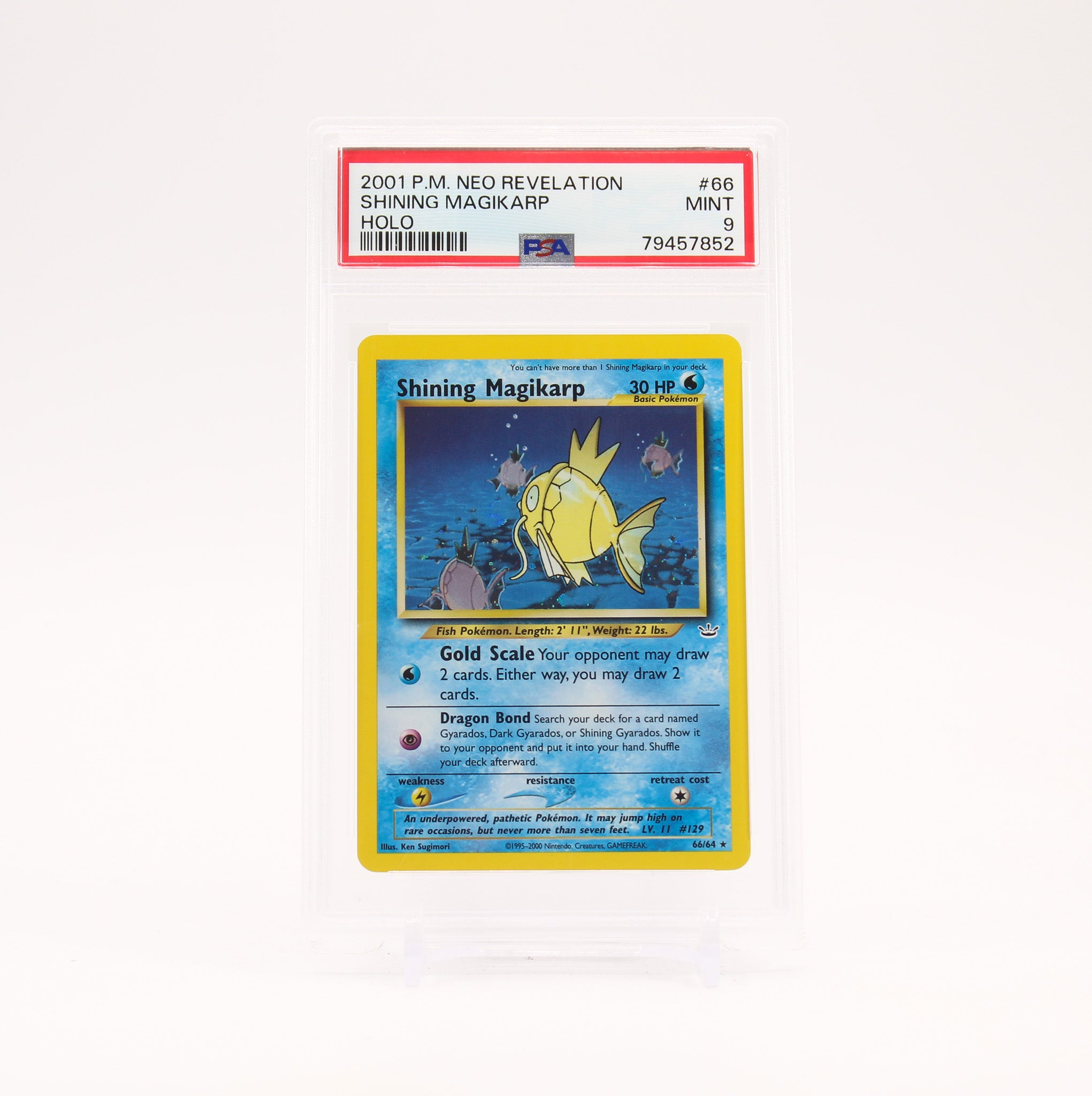 Shining Magikarp - 66/64 PSA 9 Neo Revelation Unlimited Secret Rare Holo Pokemon - MINT