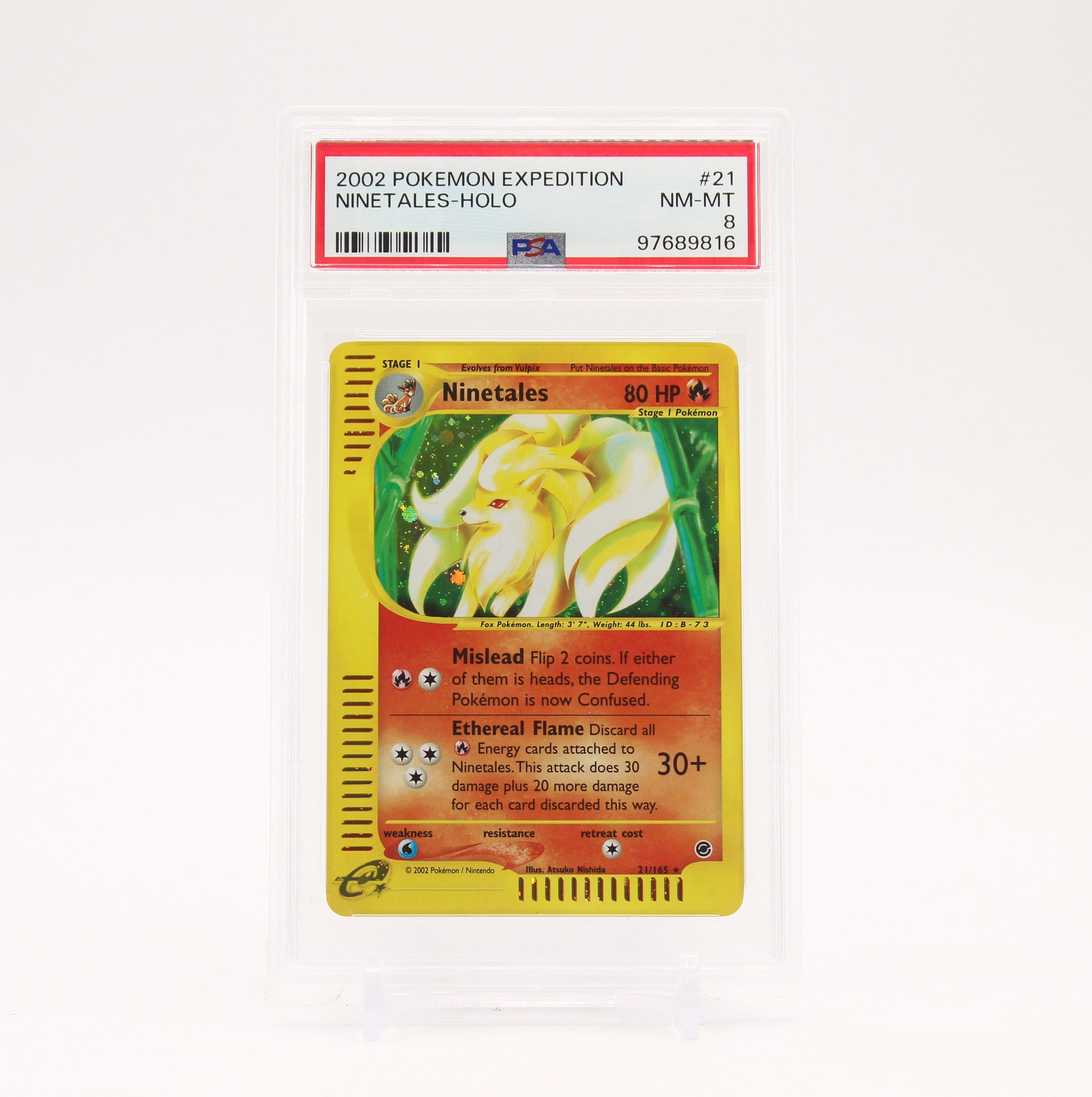 Ninetales - 21/165 PSA 8 Expedition e-Reader Holo Rare Pokemon - NM/MINT