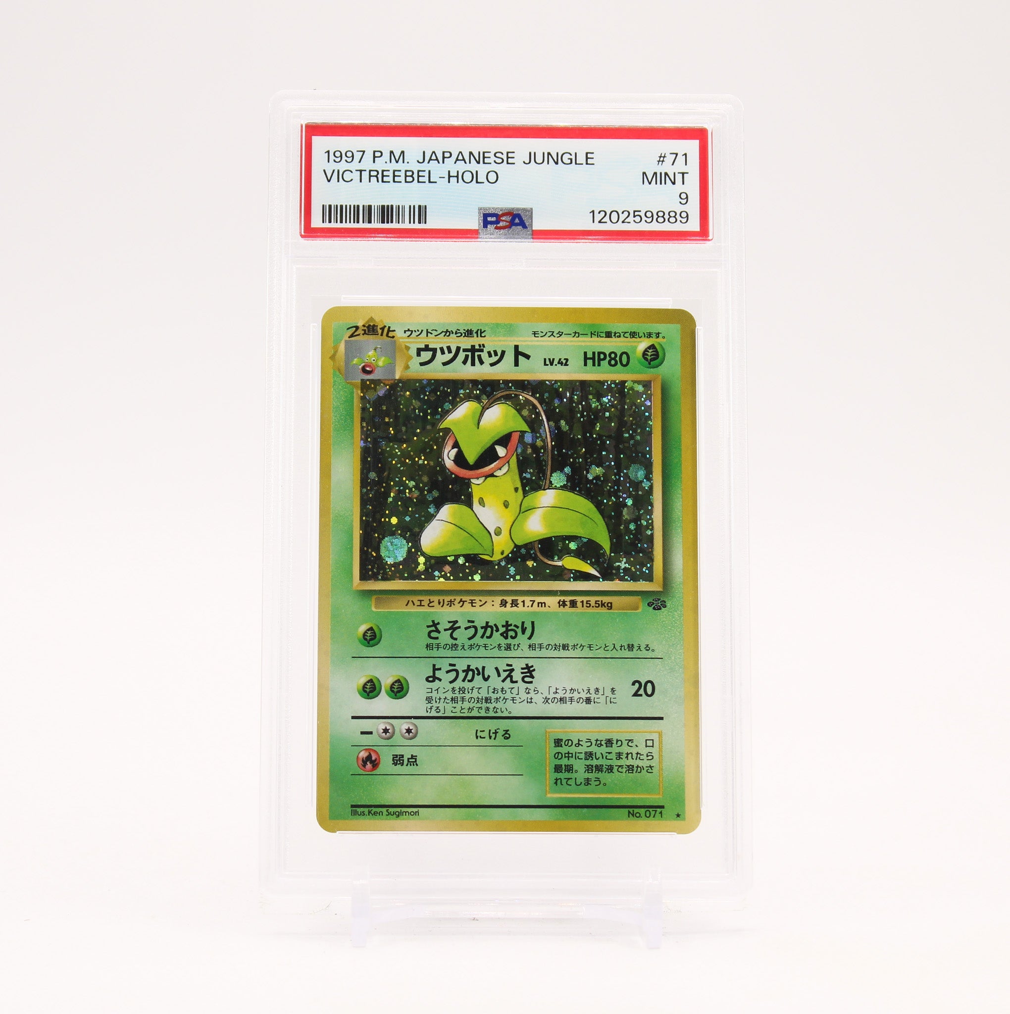 Victreebel - 071 PSA 9 Japanese Jungle Holo Rare Pokemon CHIPPED CASE - MINT