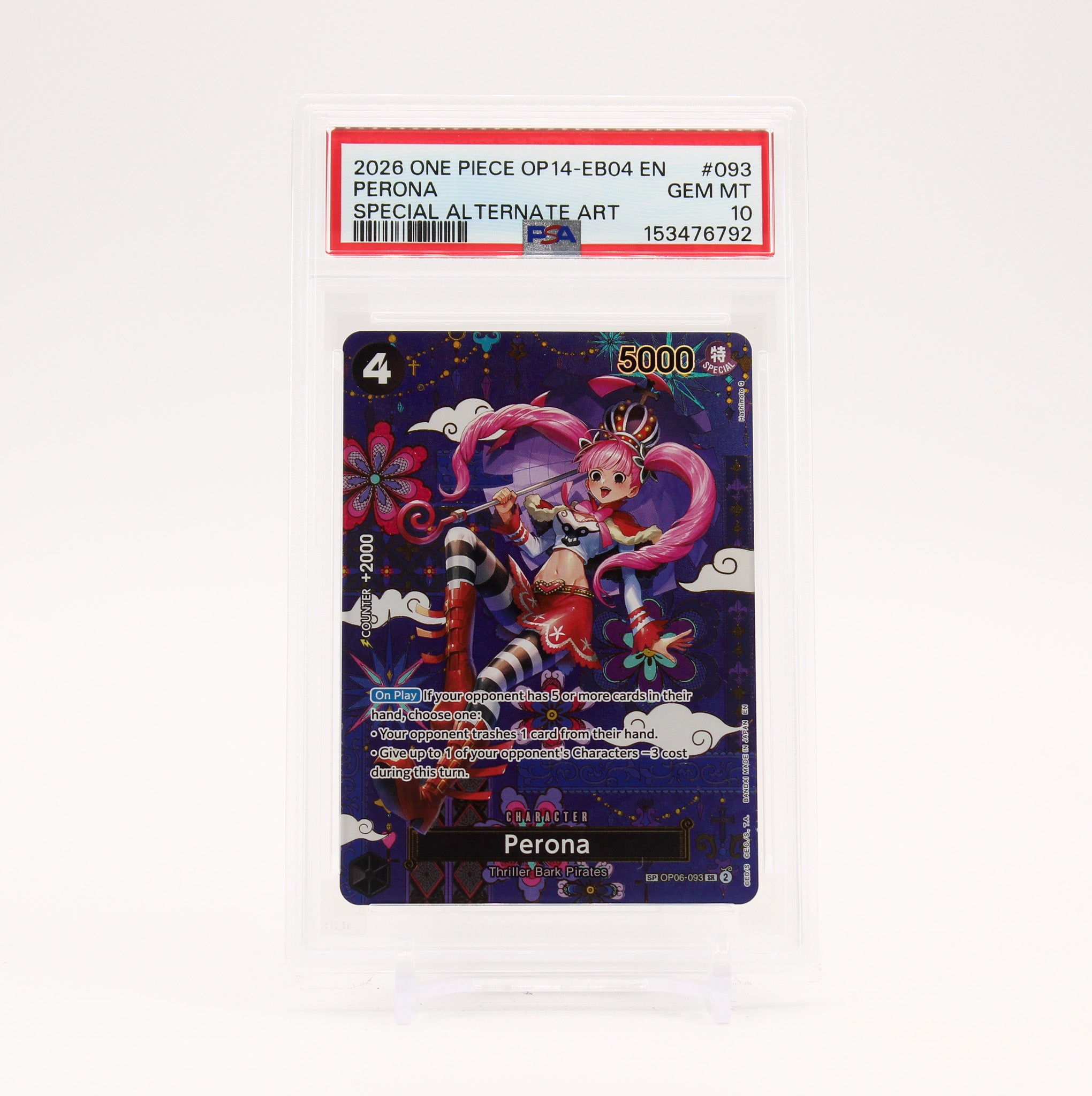 Perona SP - OP06-093 PSA 10 The Azure Sea's Seven SR One Piece - GEM MT