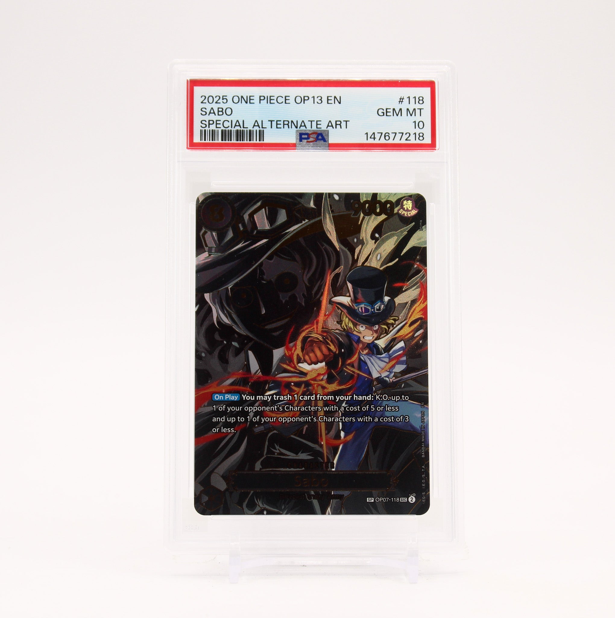 Sabo SP - OP07-118 PSA 10 Carrying On His Will SEC One Piece - GEM MT