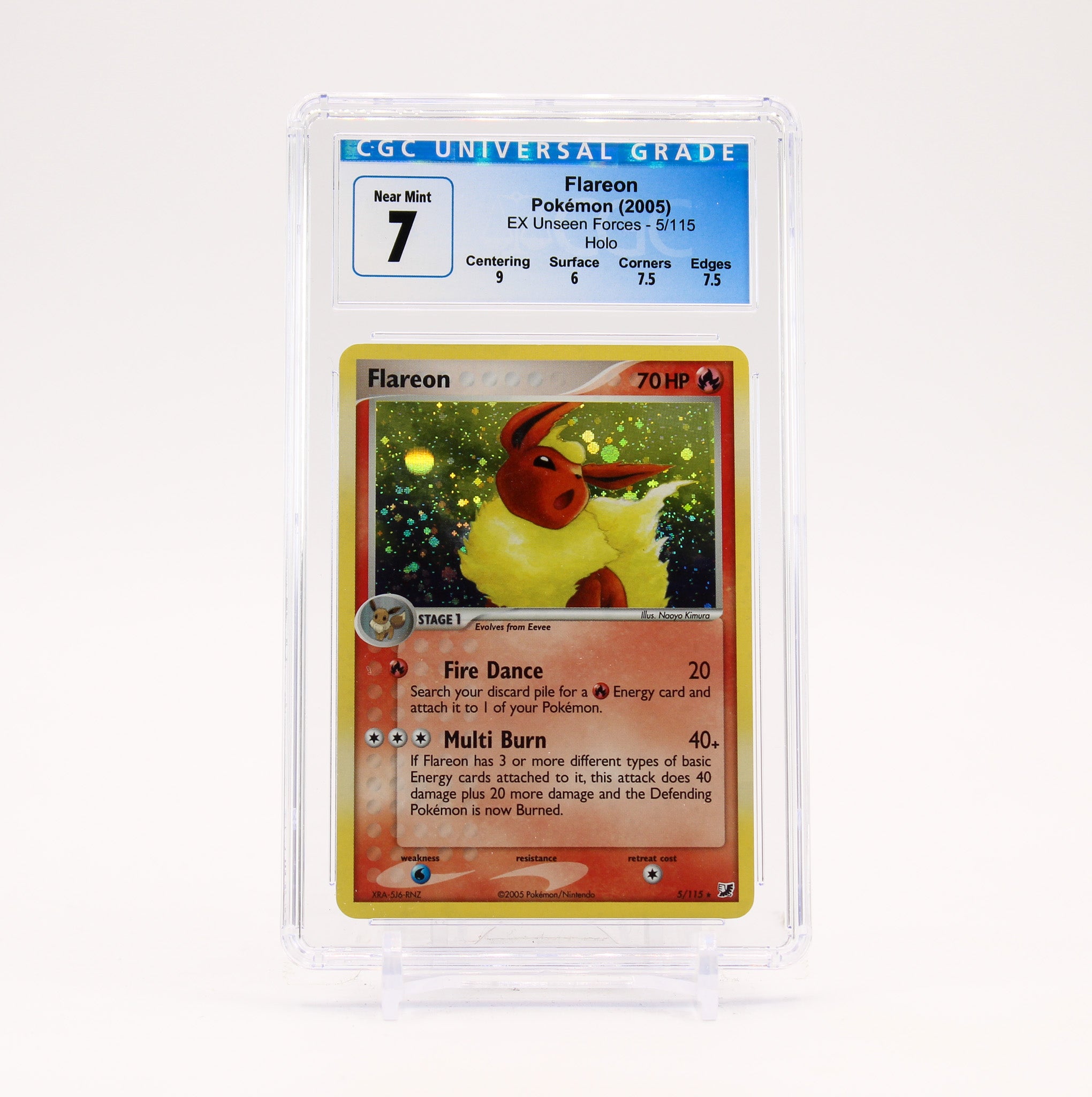 Flareon - 5/115 CGC 7 Unseen Forces Holo Rare Pokemon - NM