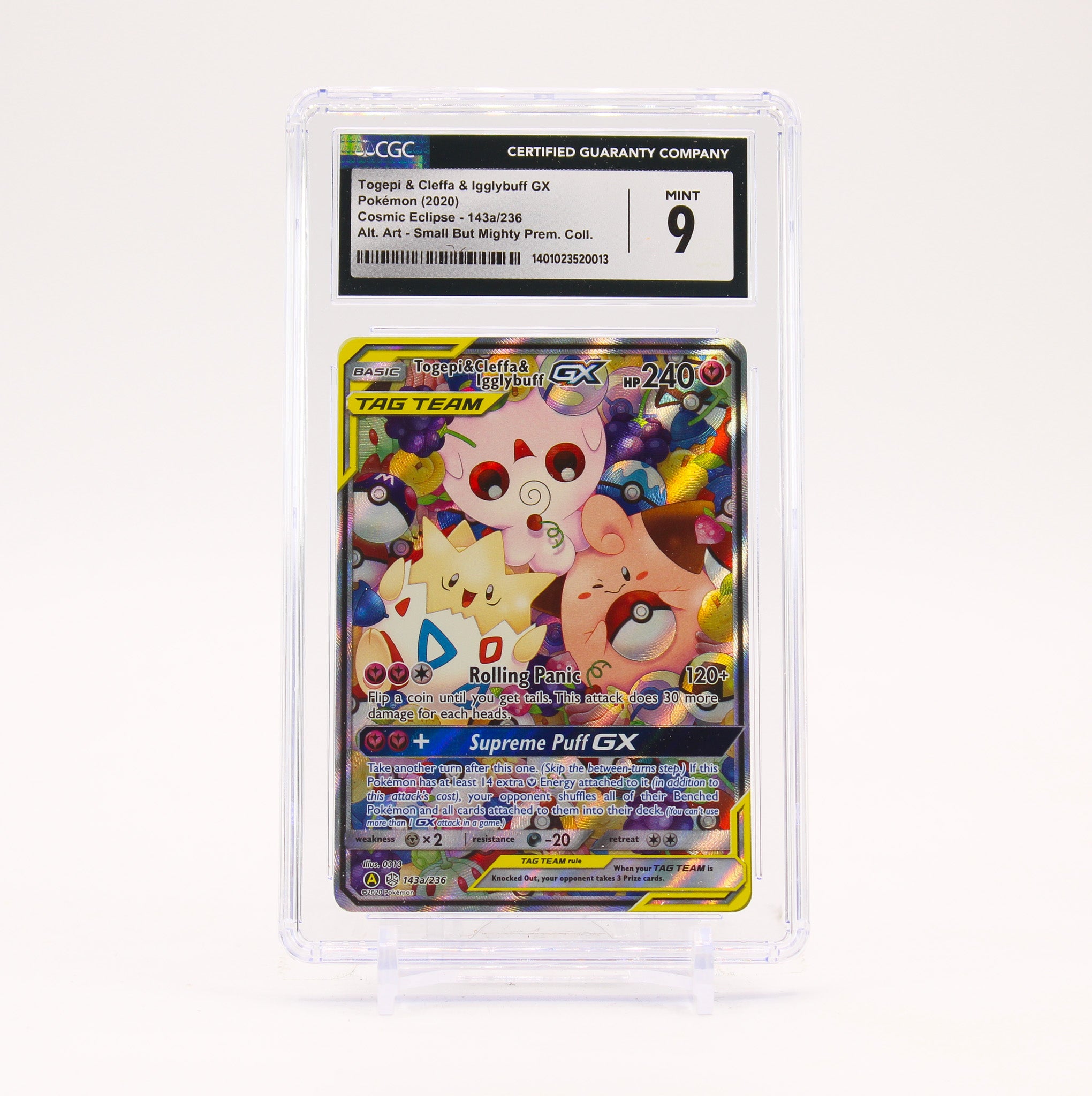 Togepi & Cleffa & Igglybuff GX - 143a/236 CGC 9 Cosmic Eclipse Alternate Art Promo Pokemon - MINT