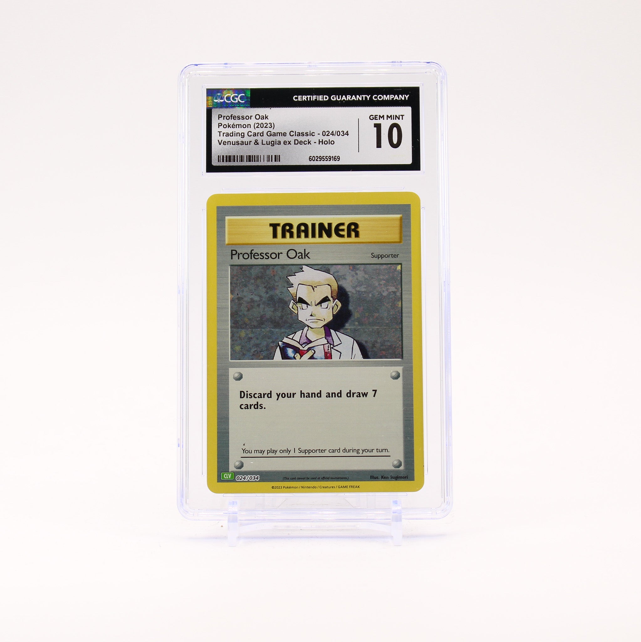 Professor Oak - 024/034 CGC 10 CLV Venusaur & Lugia ex Deck Holo Trainer - GEM MT