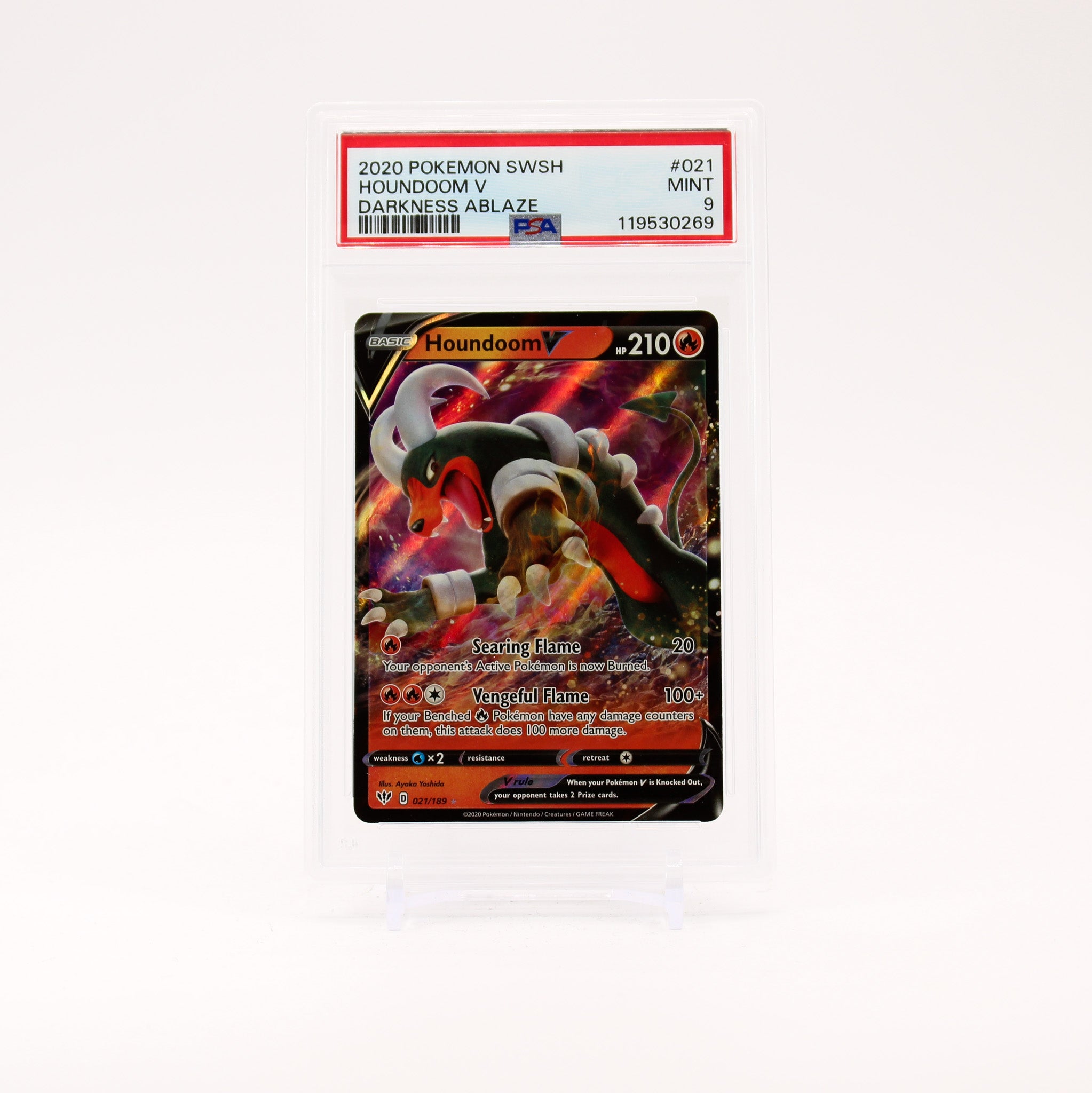Houndoom V - 021/189 PSA 9 Darkness Ablaze Ultra Rare Pokemon - MINT