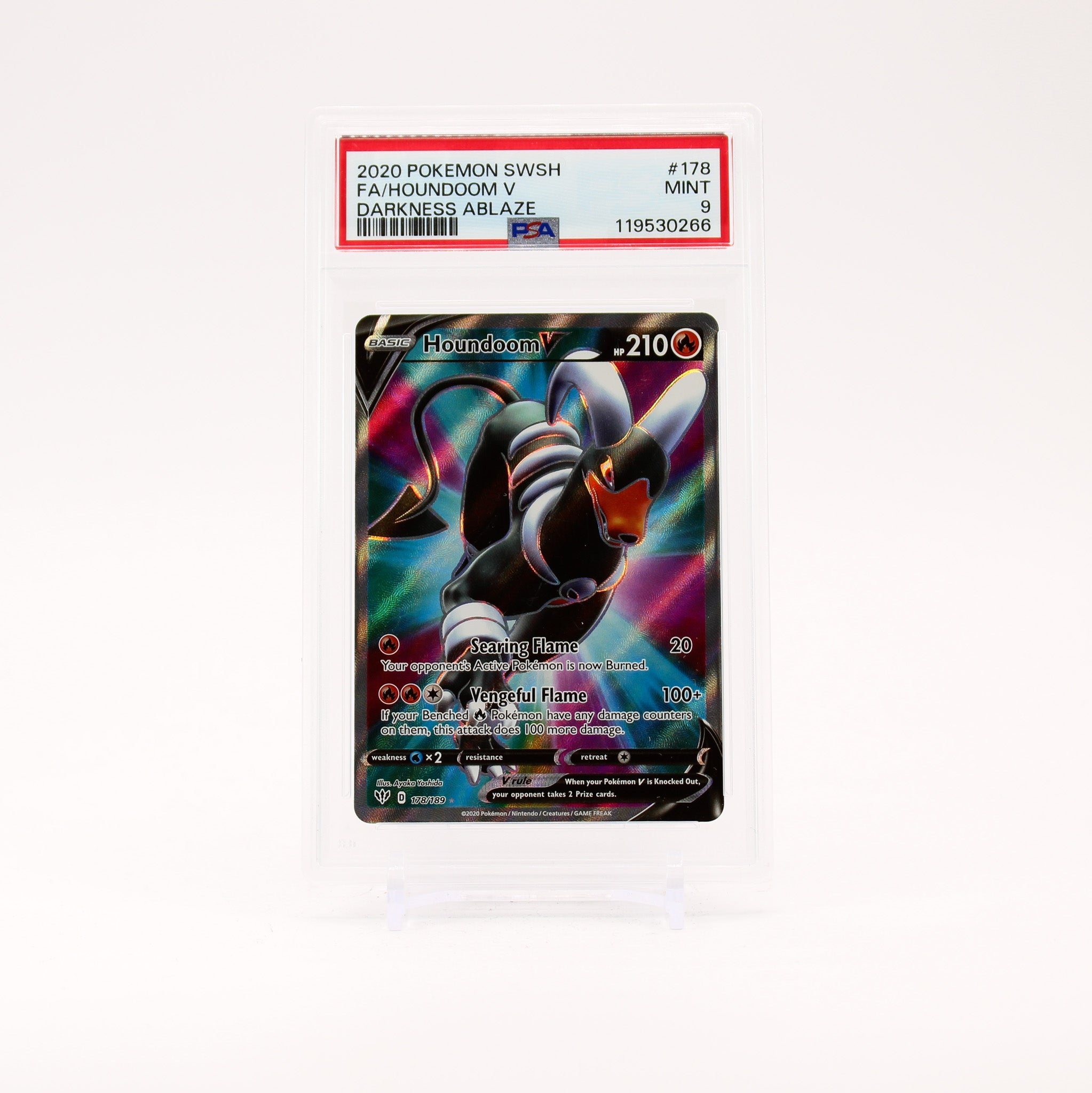 Houndoom V - 178/189 PSA 9 Darkness Ablaze Full Art Pokemon - MINT