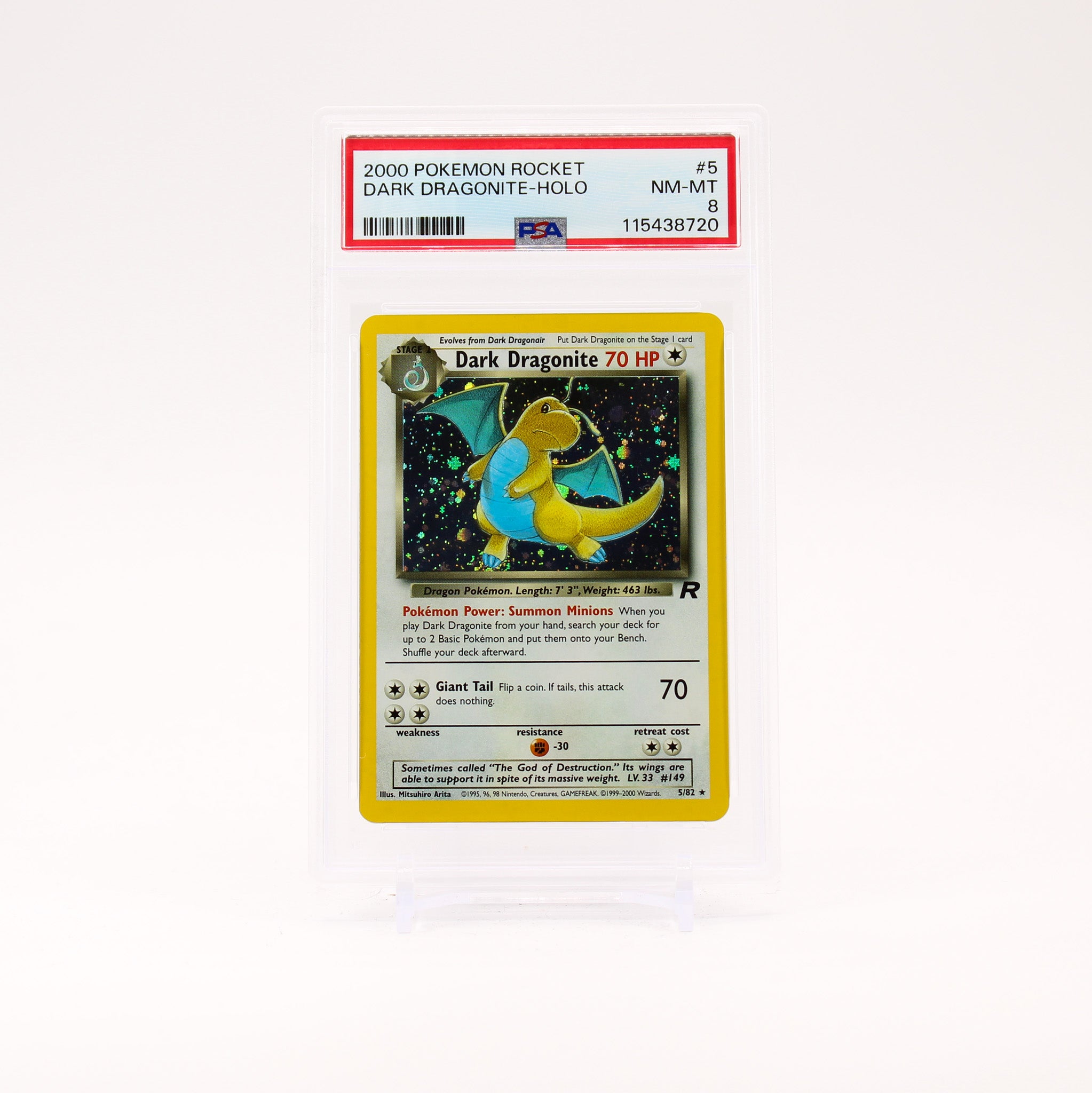 Dark Dragonite - 5/82 PSA 8 Team Rocket Holo Rare Pokemon - NM/MT KH01
