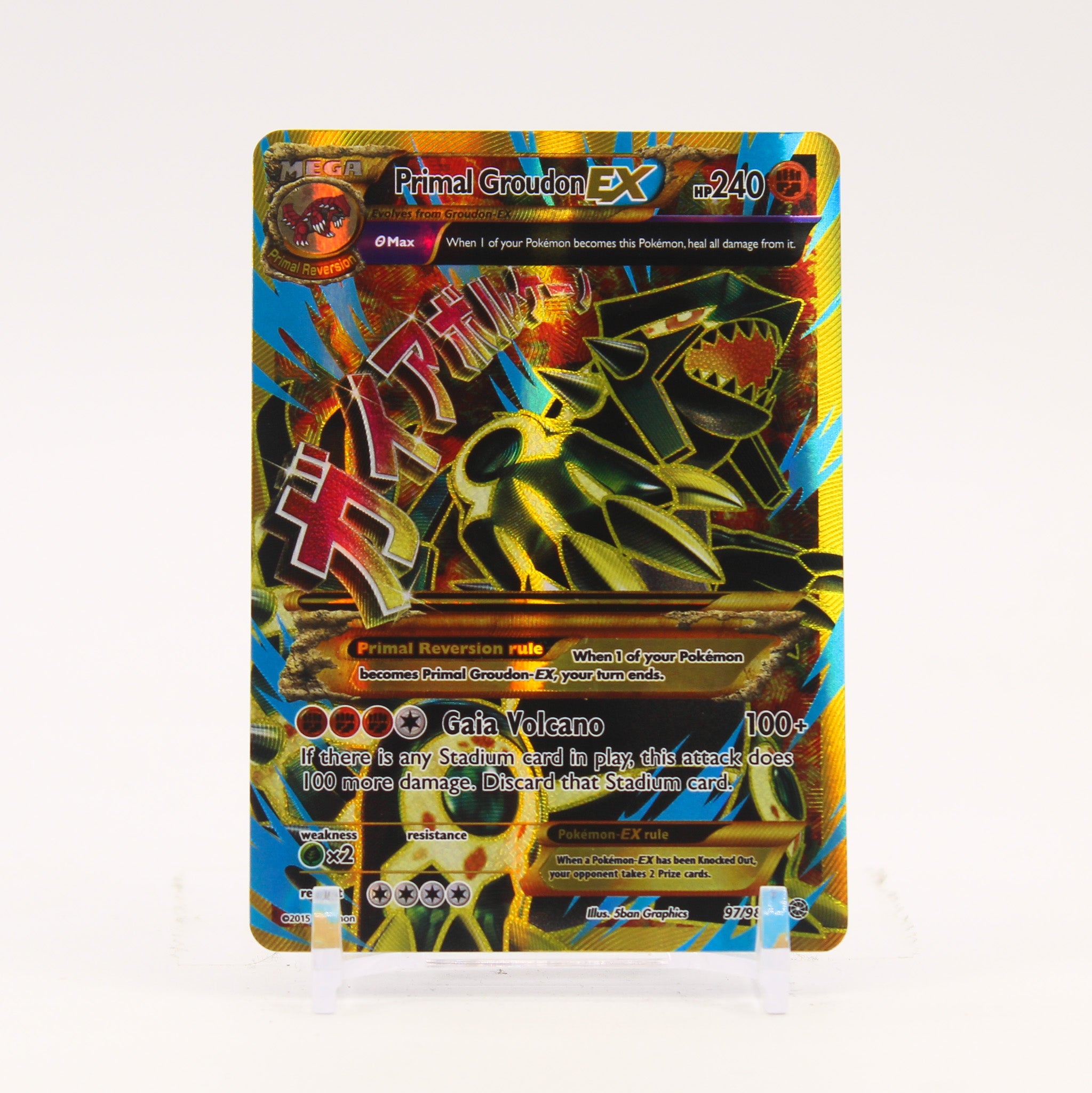 Primal Groudon EX - 97/98 Ancient Origins Shiny Gold Full Art Pokemon - LP