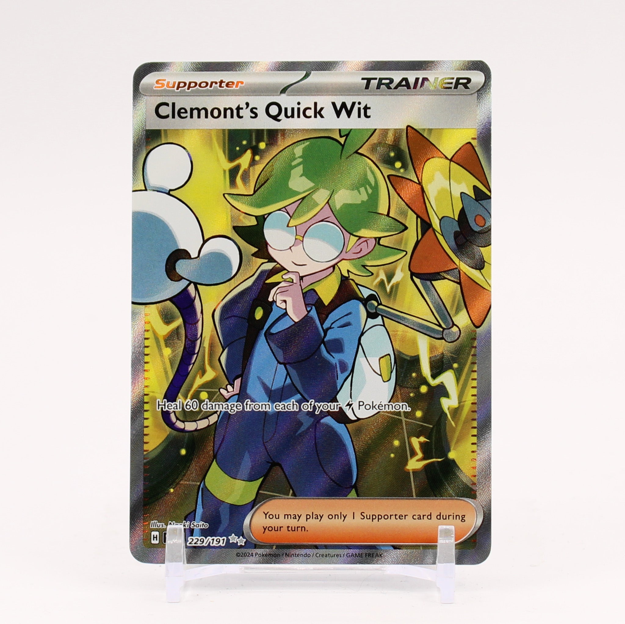 Clemont's Quick Wit - 229/191 Surging Sparks Full Art Pokemon - NM/MINT