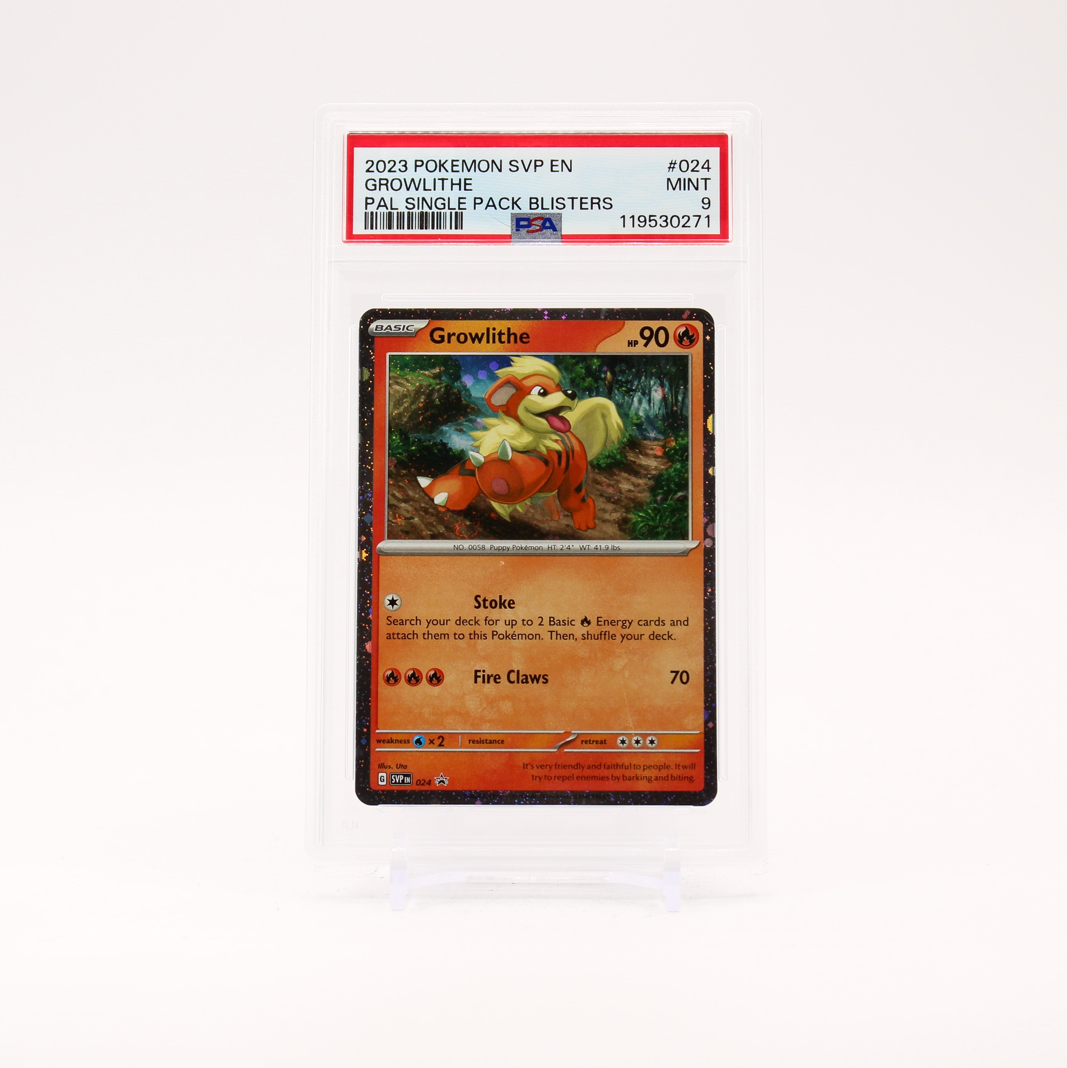 Growlithe - SVP024 PSA 9 Black Star Promo Holo Pokemon - MINT