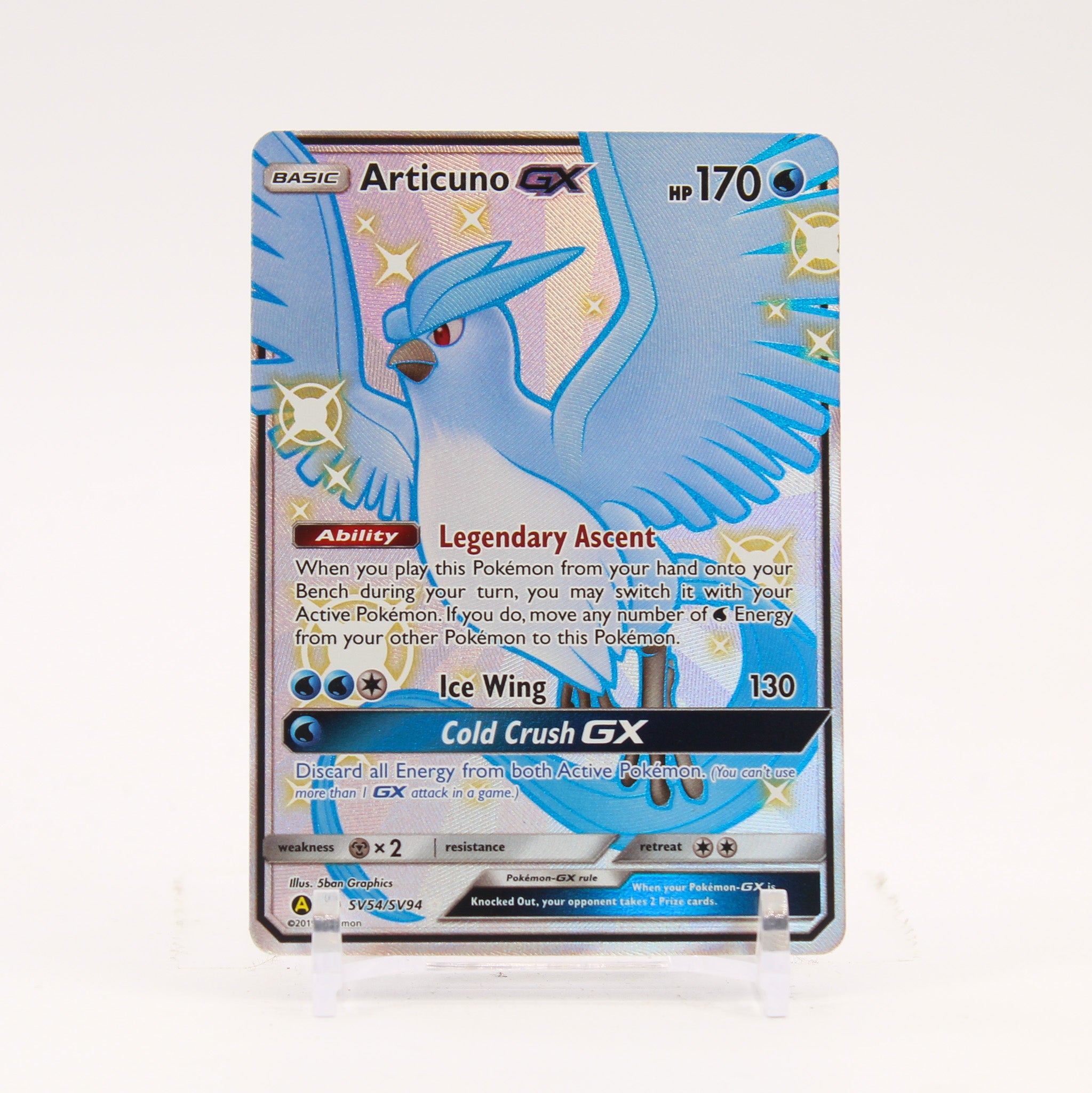 Articuno GX - SV54/SV94 Hidden Fates Full Art Shiny Pokemon - NM