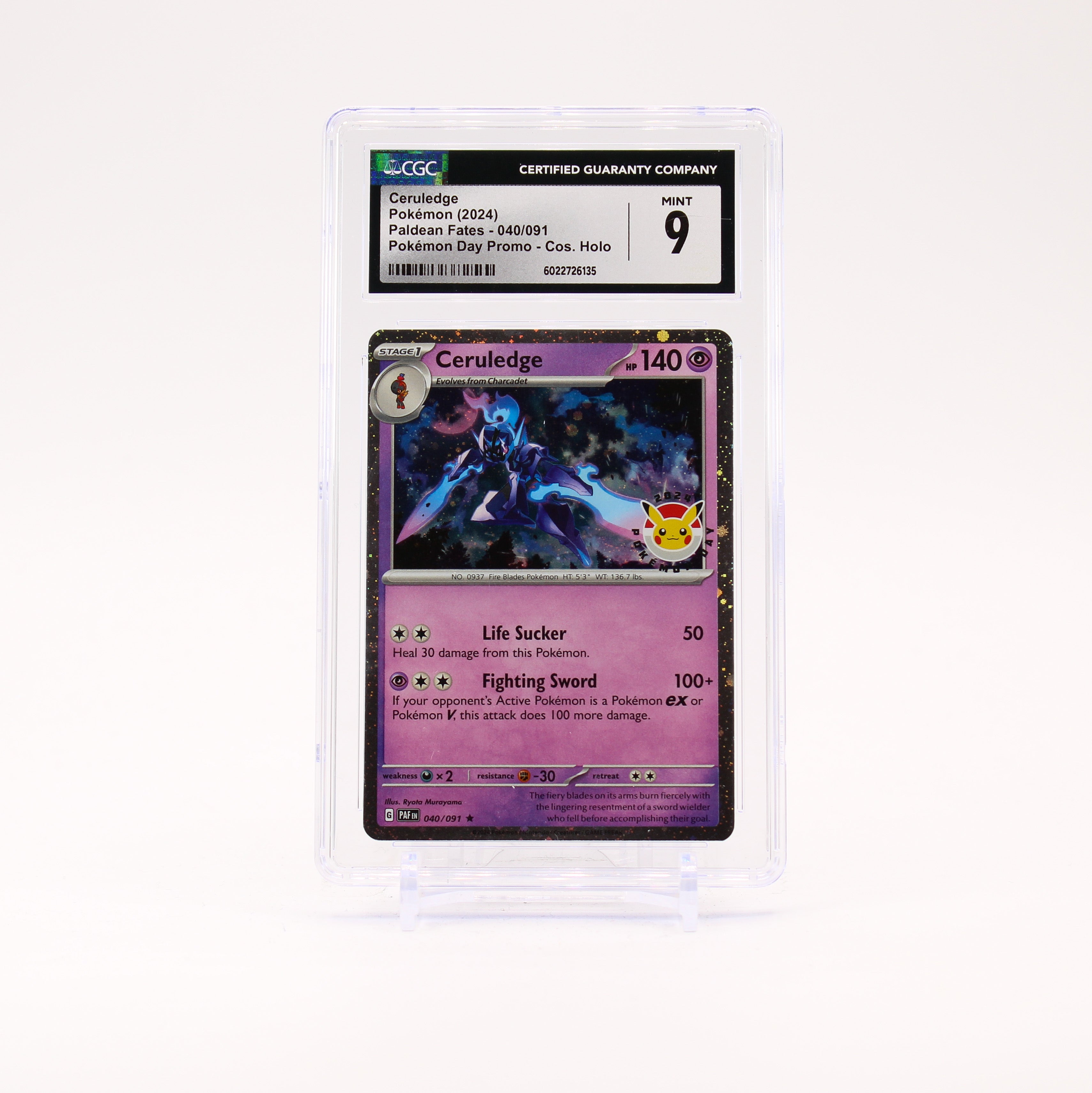 Ceruledge - 040/091 CGC 9 Paldean Fates Pokemon Day Promo - MINT