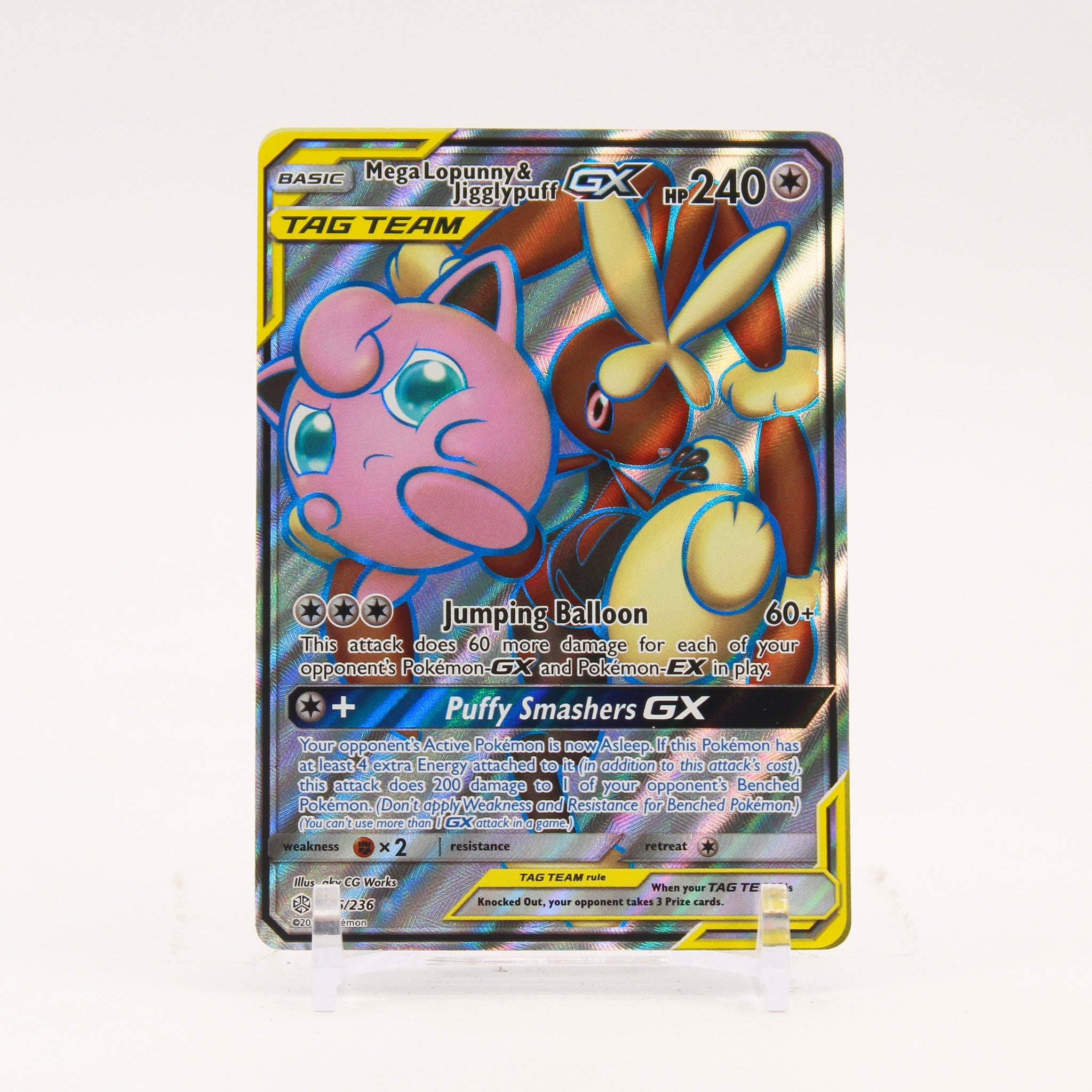 Mega Lopunny & Jigglypuff GX - 225/236 Cosmic Eclipse Full Art Pokemon - NM/MINT