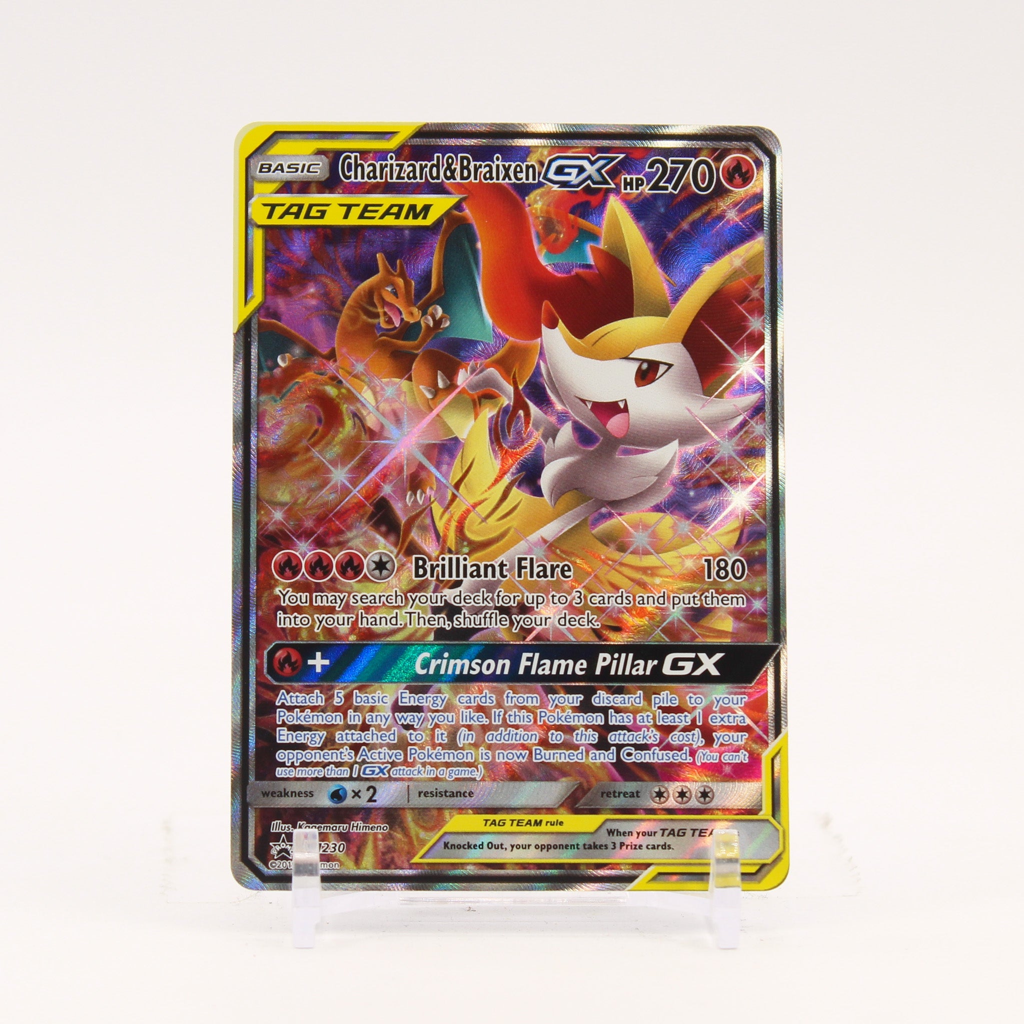 Charizard & Braixen GX - SM230 Black Star Promo Alternate Art Pokemon - NM/LP