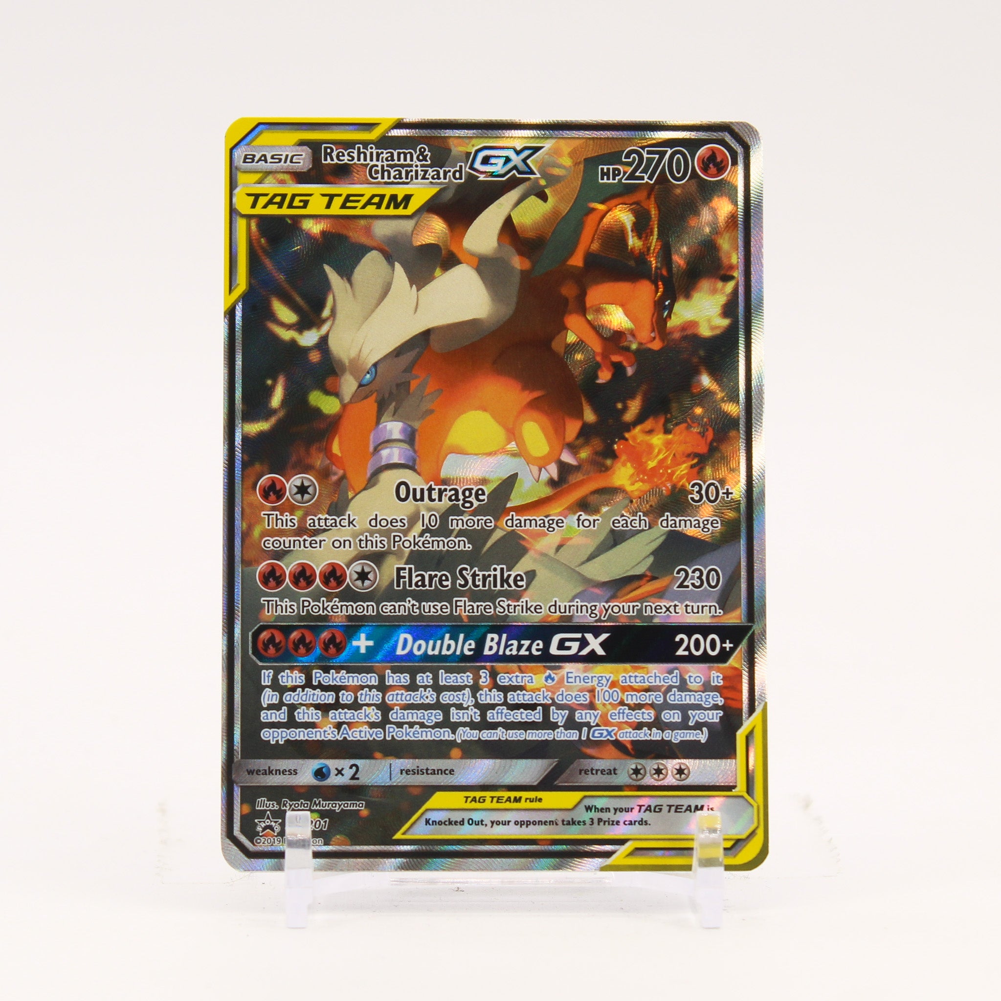Reshiram & Charizard GX - SM201 Black Star Promo Alternate Art Pokemon - NM/LP